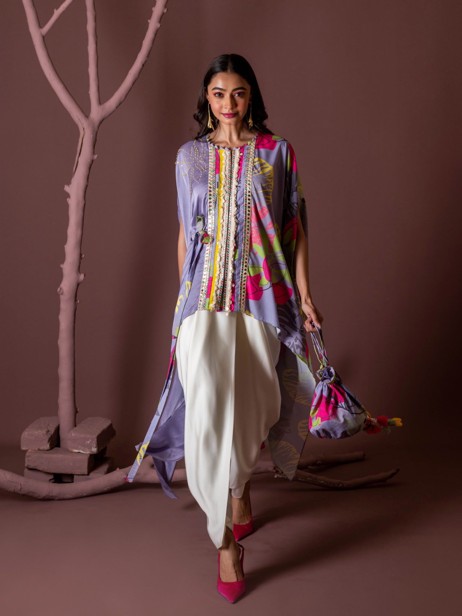 House of Misu | Wisteria Lilac Kaftaan & Dhoti Set