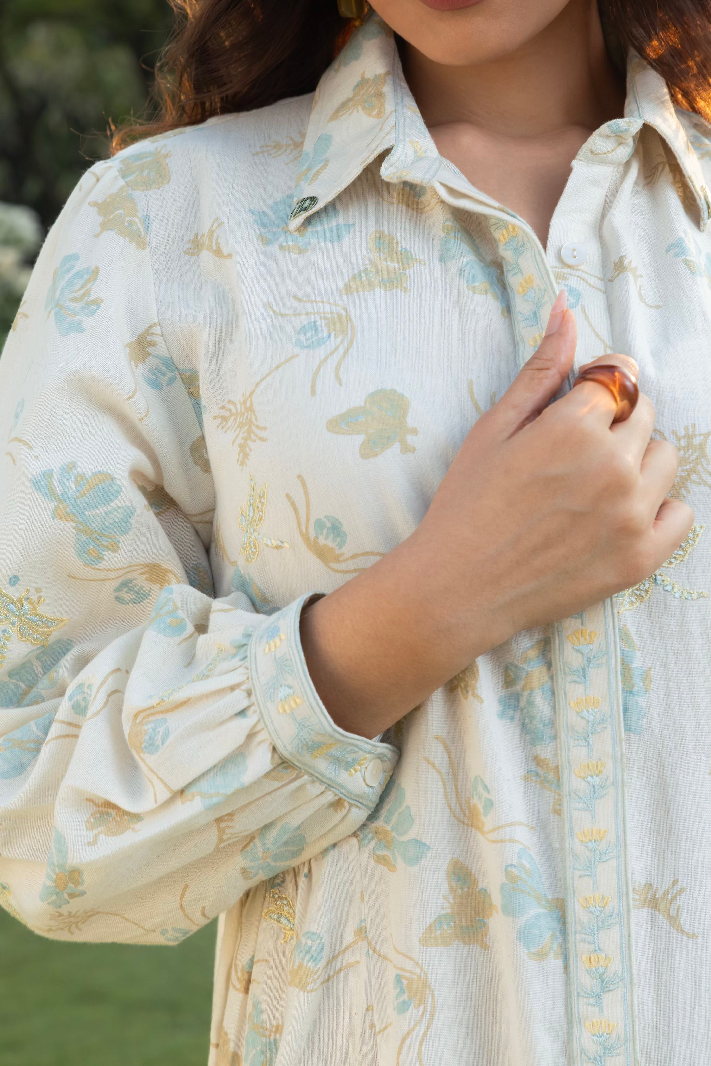 Floral Print Mini Shirt Dress