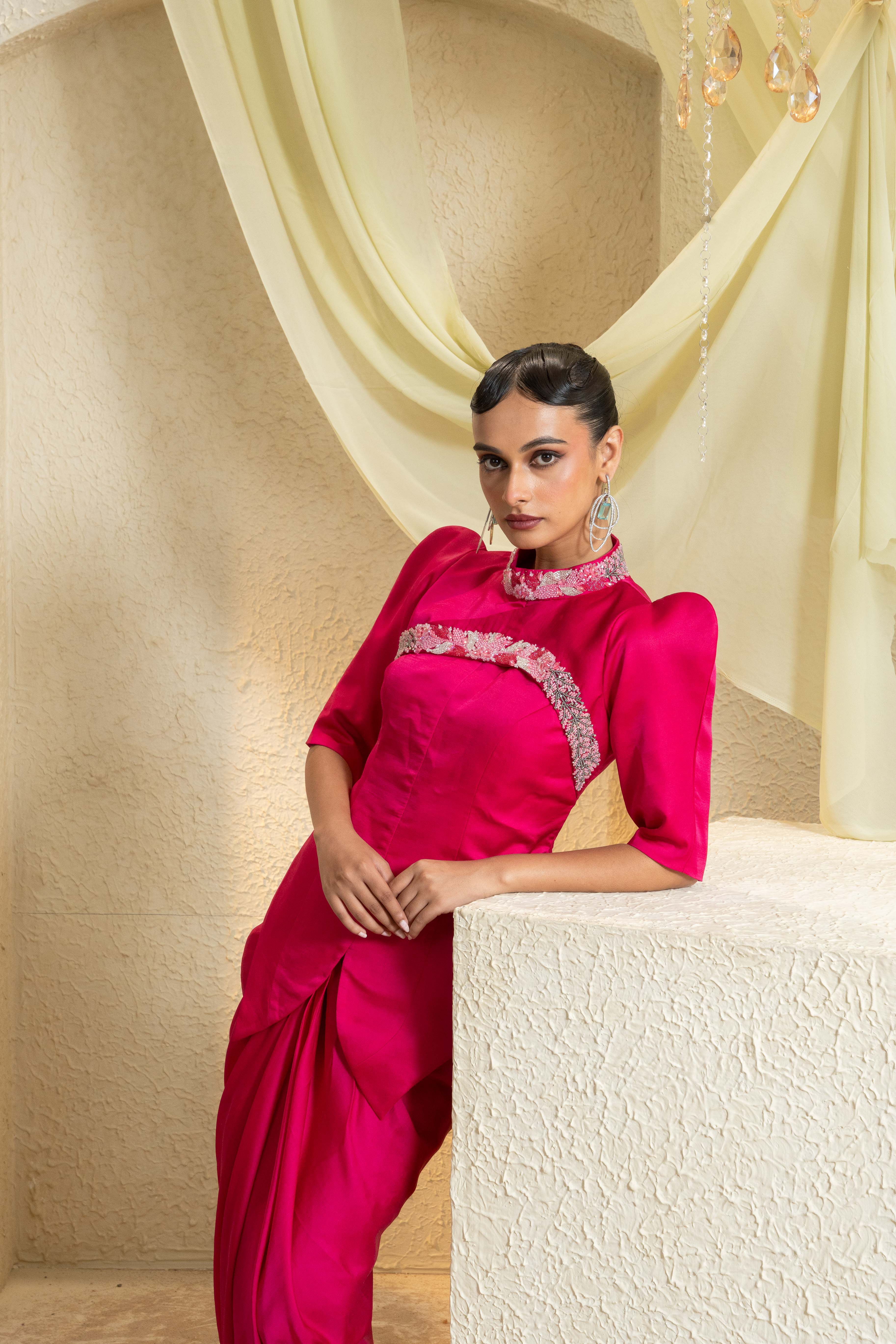 Fushcia Bloom Drape Set