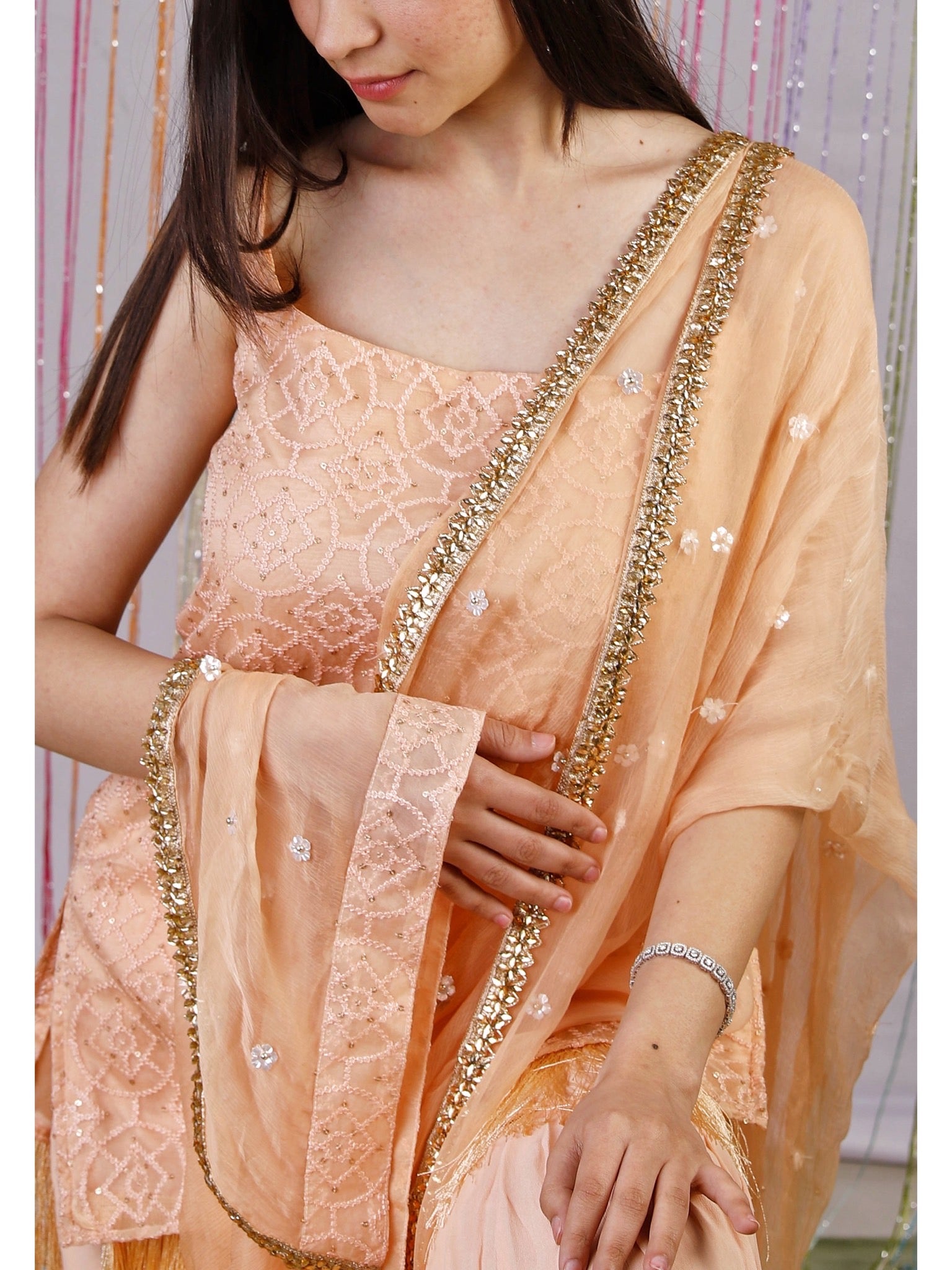 CLEARANCE SALE | PEACH APRICOT SHARARA SET