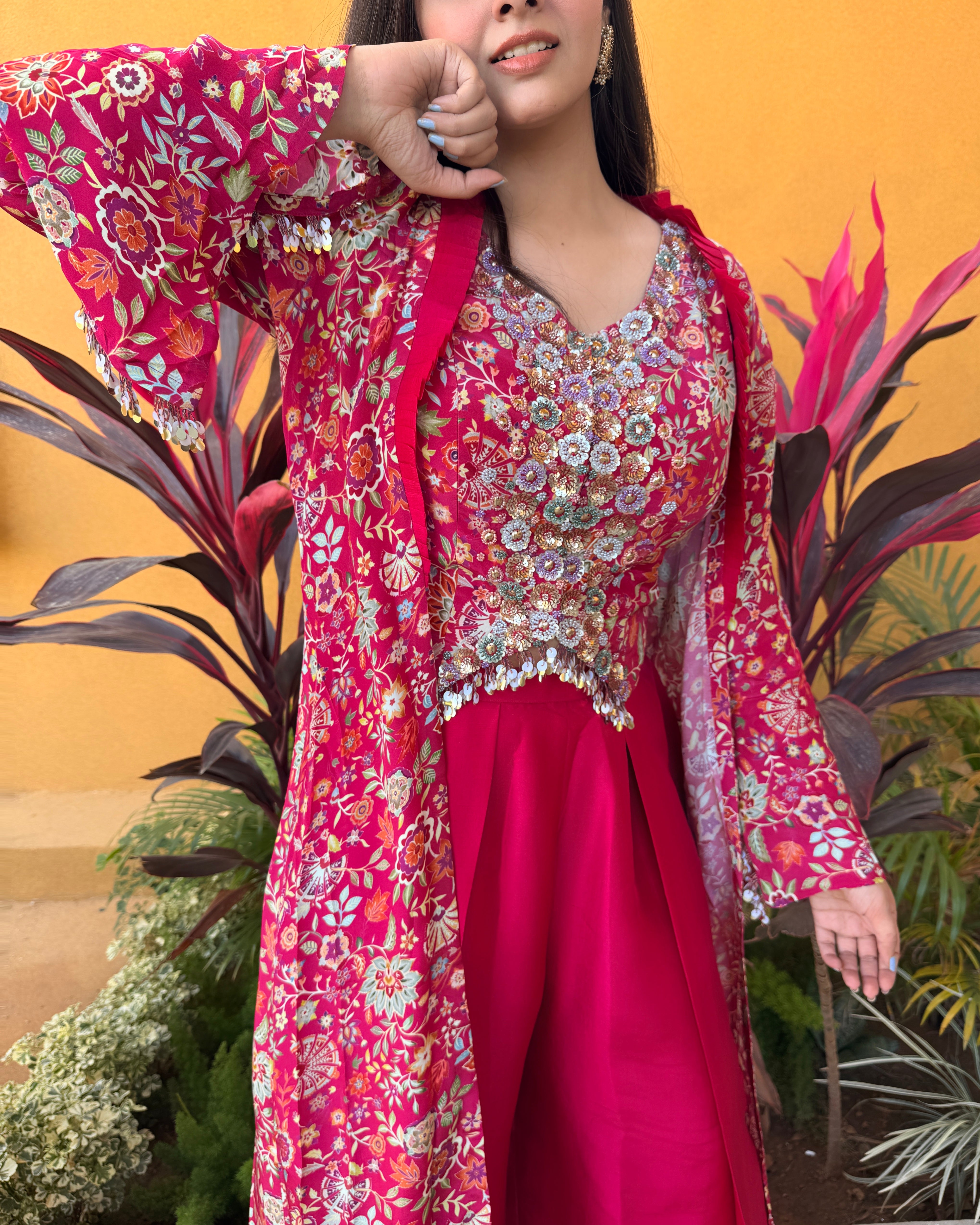 House of Misu in Gulabi Noor Pure Silk Three Piece Set