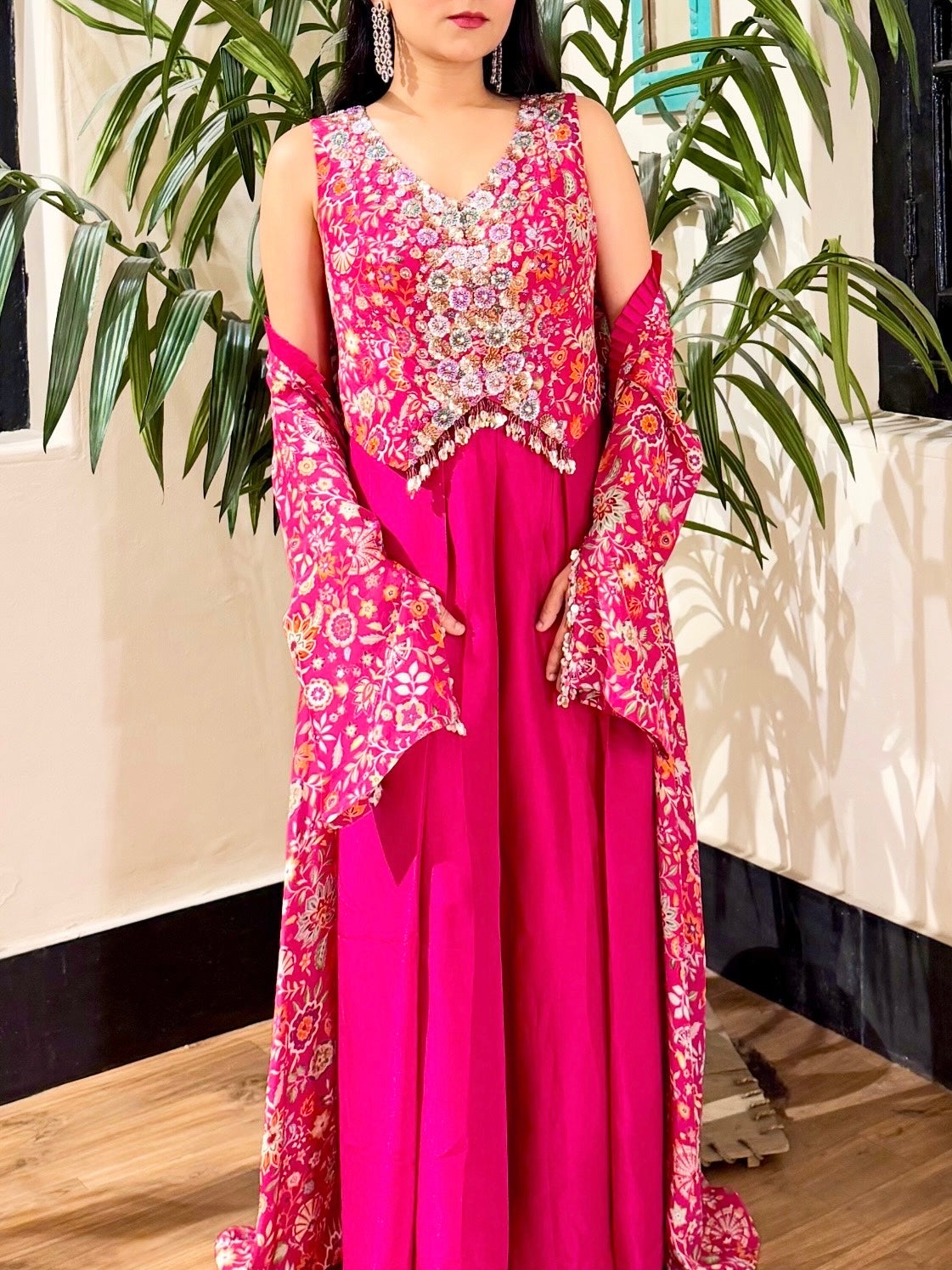 Gulabi Noor Short Top, Wide Leg Pants & Jacket