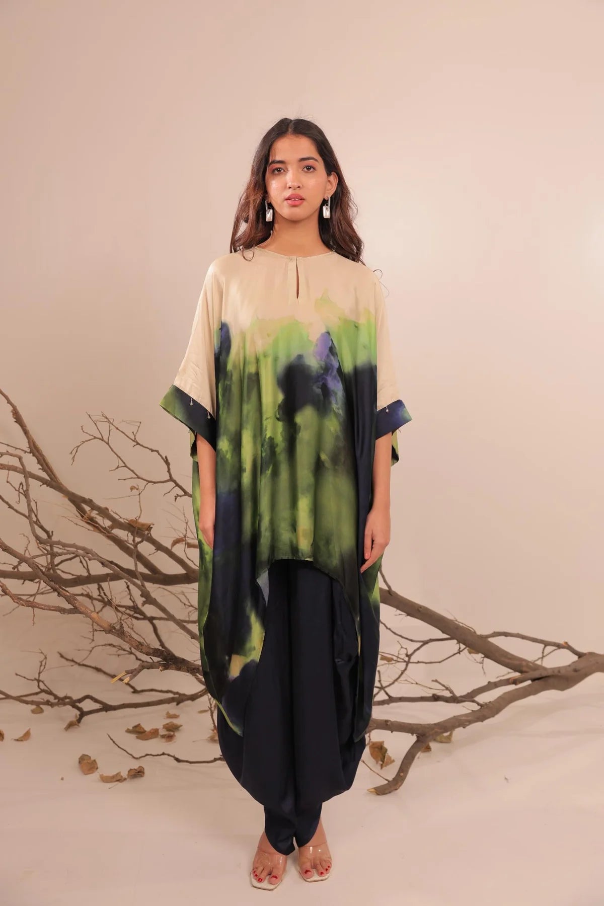 Jheel Asymmetric Kaftan Set