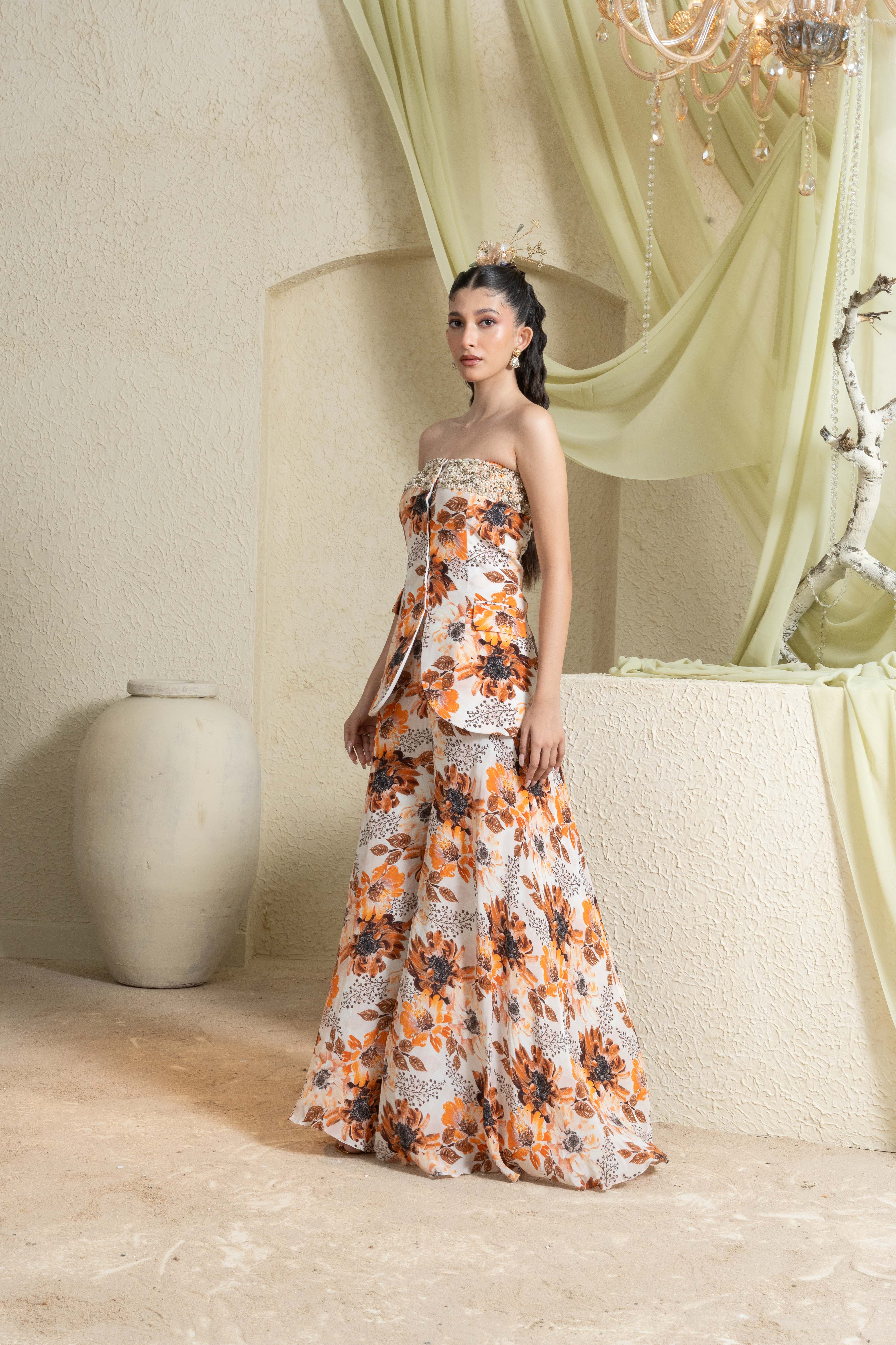 Amber Field Hand-Embroidered Corset & Pant Set