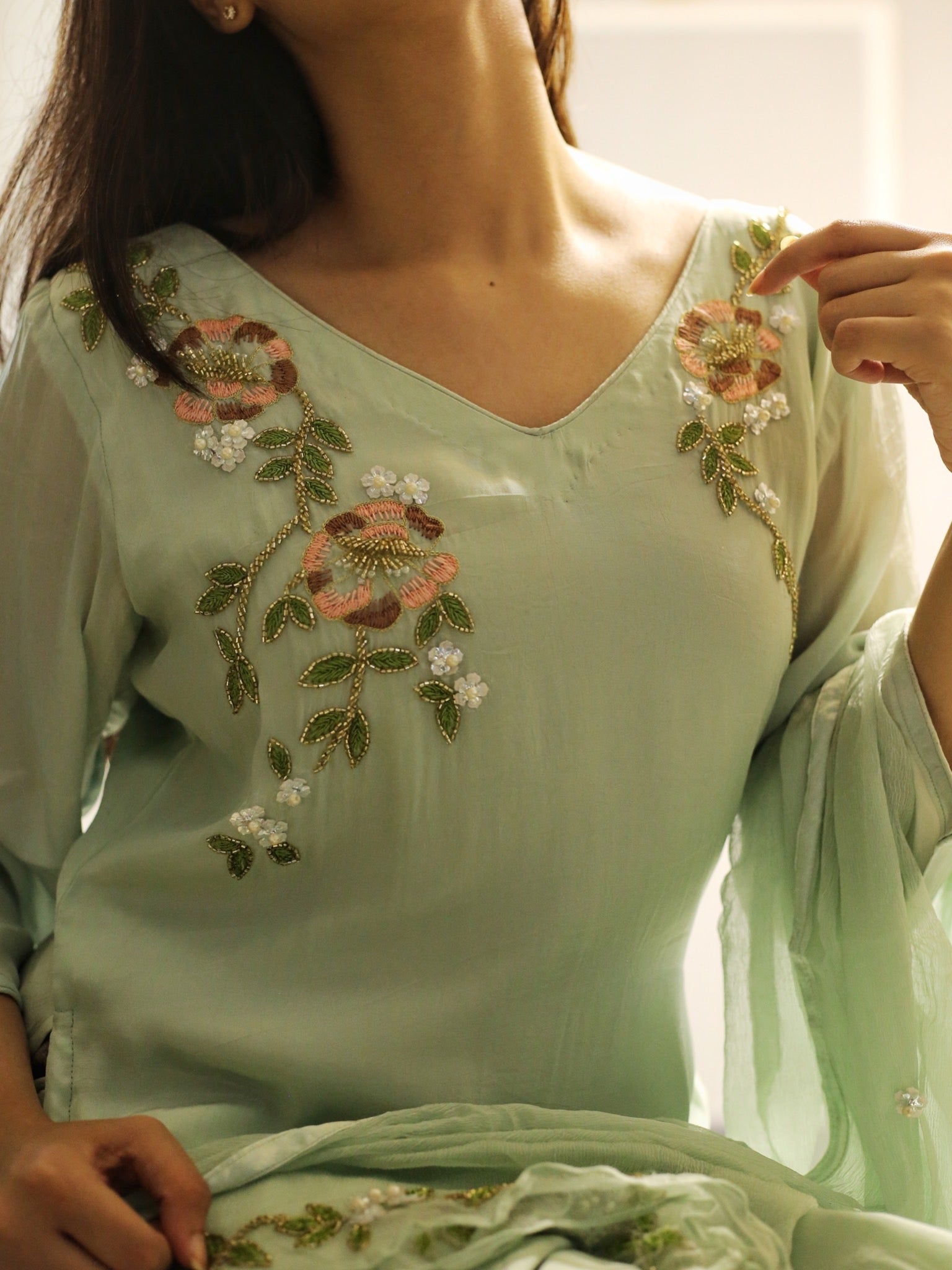 CLEARANCE SALE | MINT GREEN STRAIGHT KURTA SET
