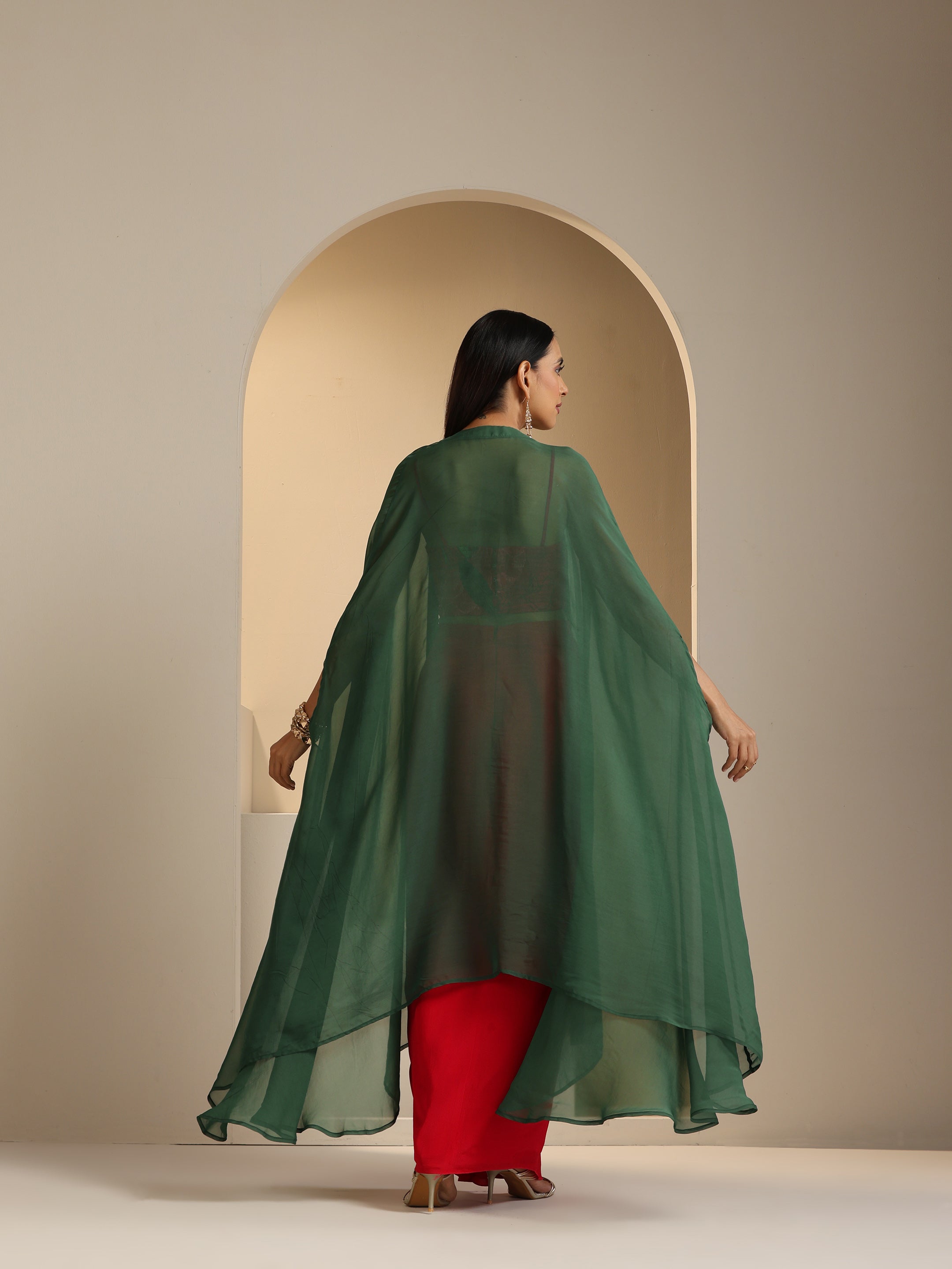 Nur Crepe Hand Embroidered Dhoti Skirt Set