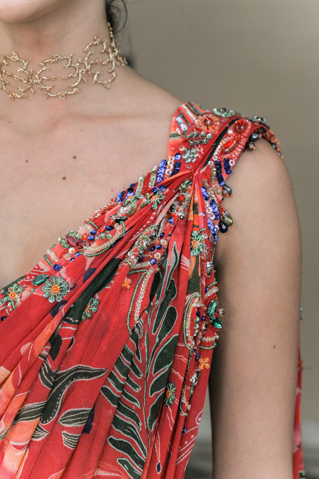 Scarlet Palla Prestitched Saree Paired with Blouse