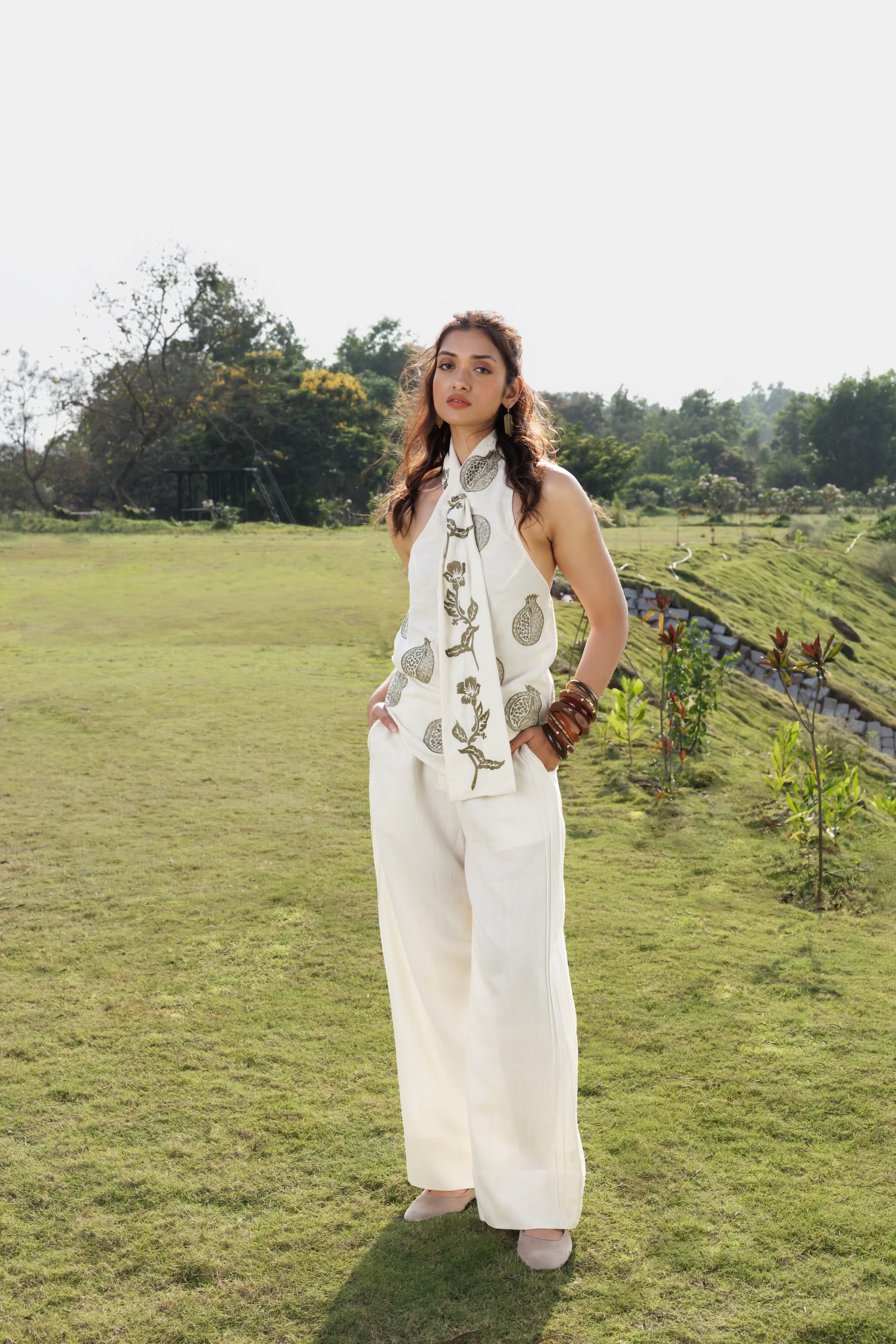 Embroidered scandavian scarf Top