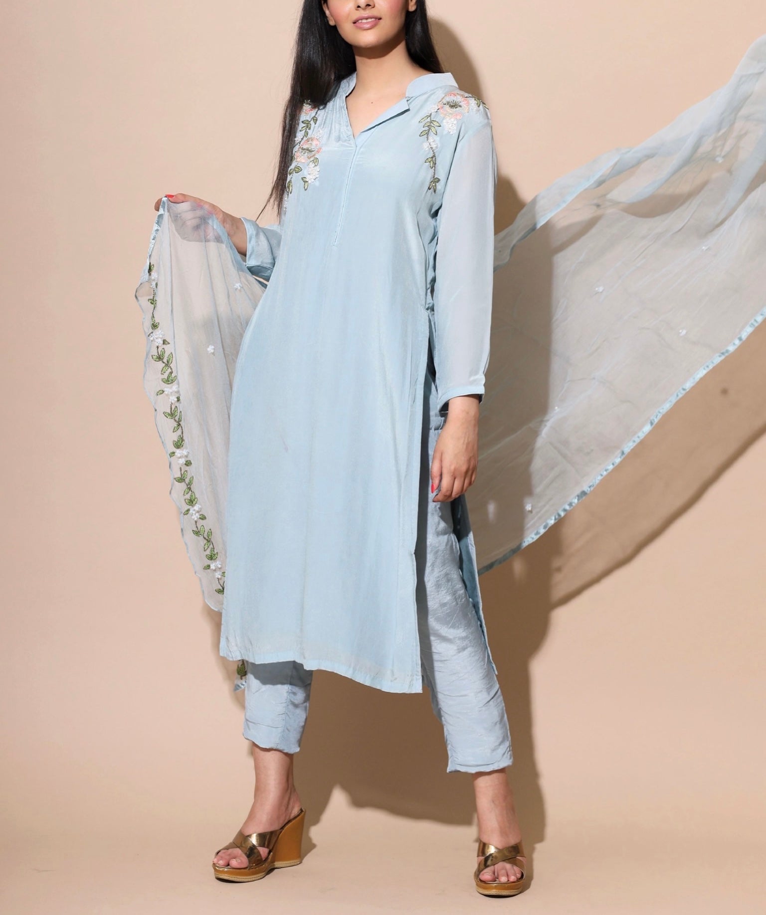 CLEARANCE SALE | CHICAGO BLUE STRAIGHT KURTA SET