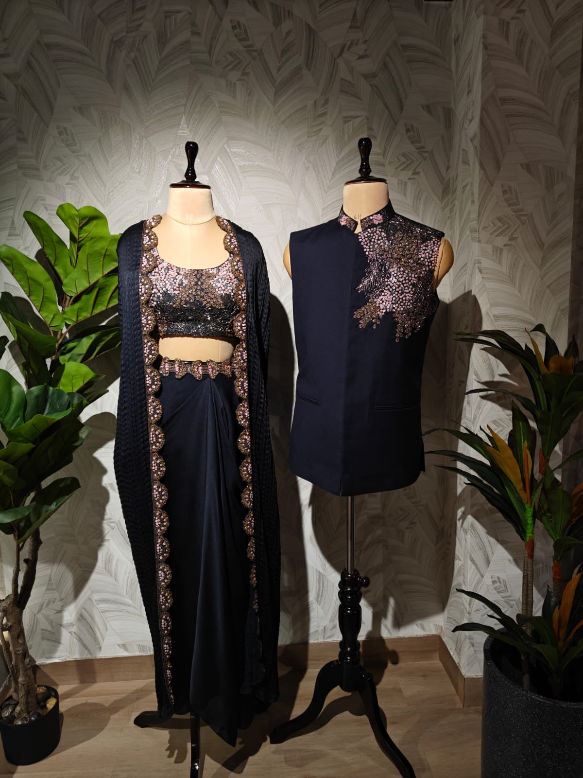 Mehak Bakshi | Rooh Deep Blue Draped Skirt Set