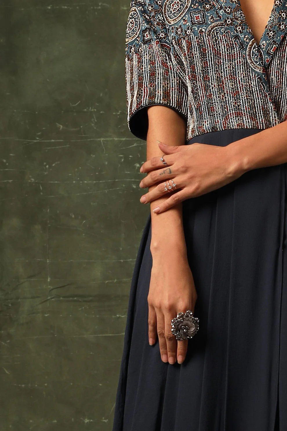 Blue Ajrakh Drape Tunic