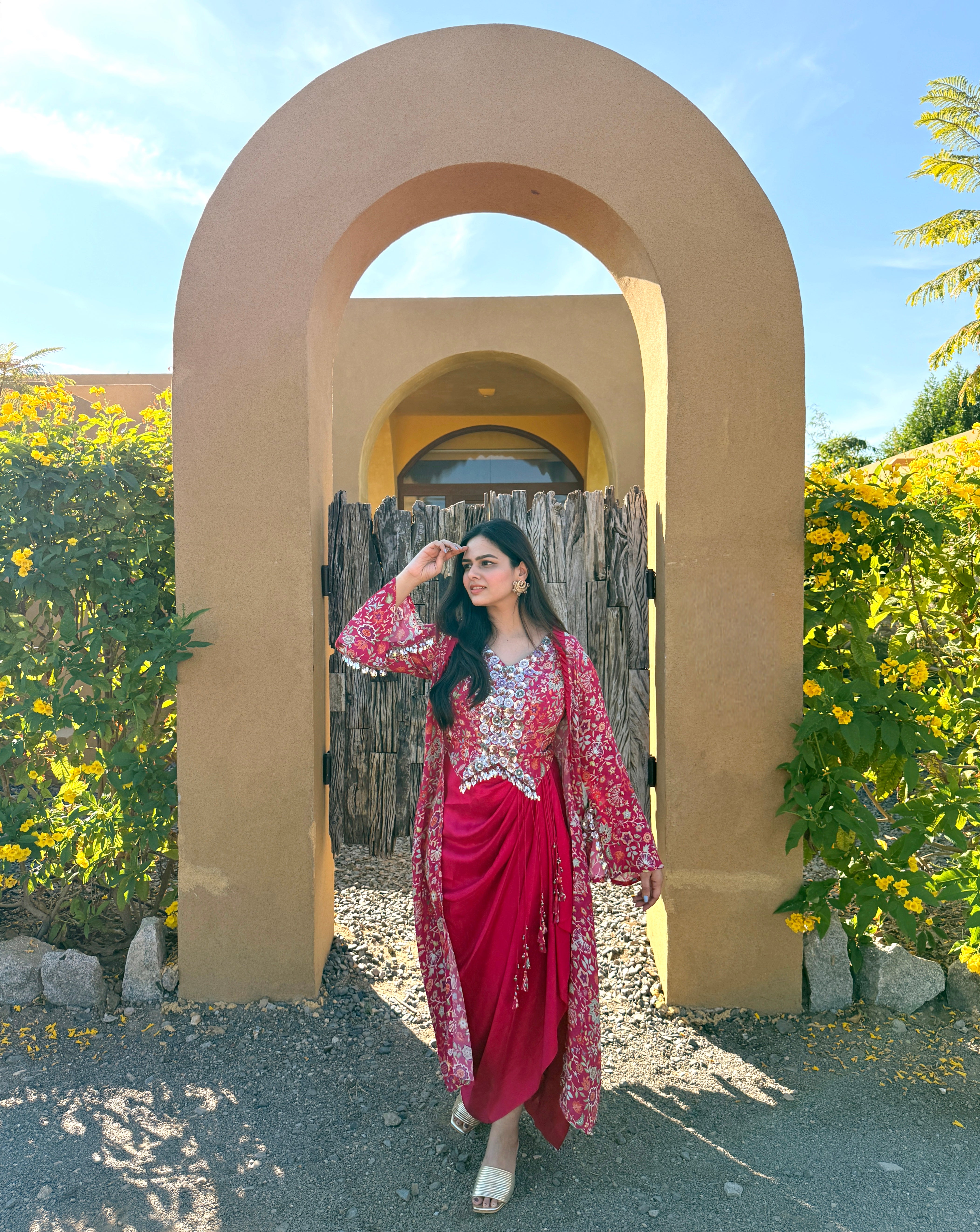 House of Misu in Gulabi Noor Pure Silk Three Piece Set