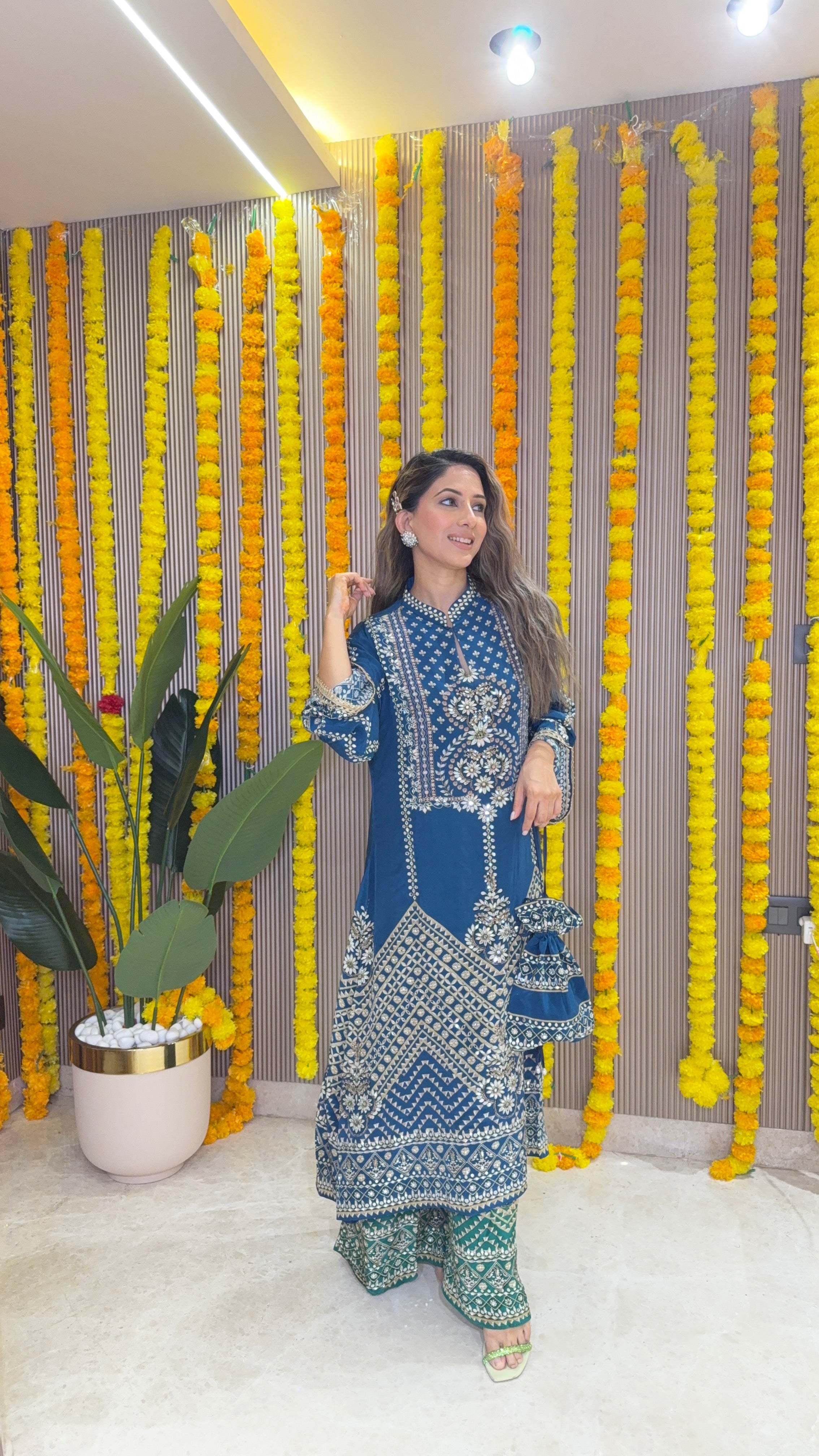 Son Chidhaiya Blue-Teal Kurta Set