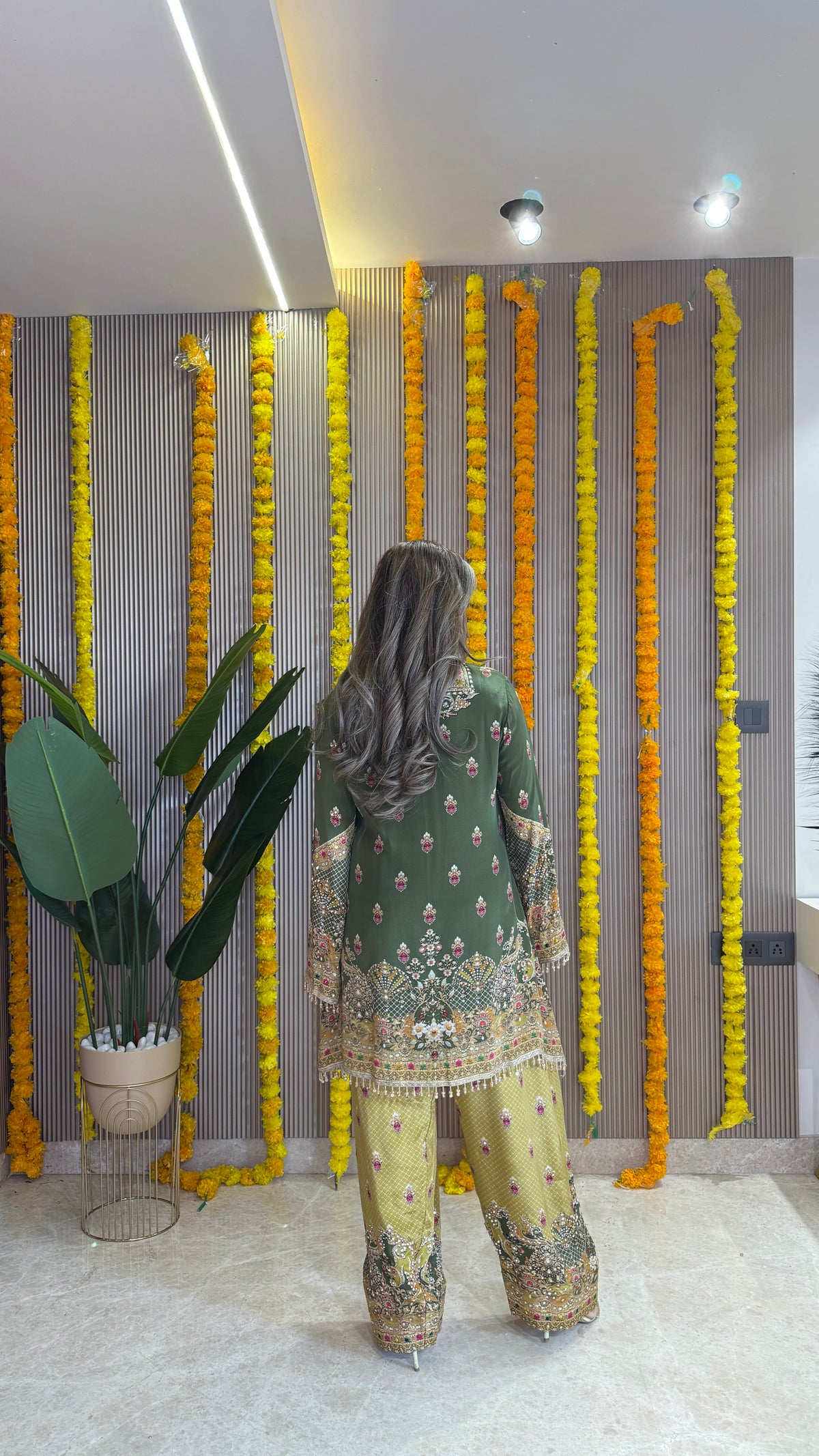 Rah Green Kurta with Yellow Farshi Salwar & Dupatta