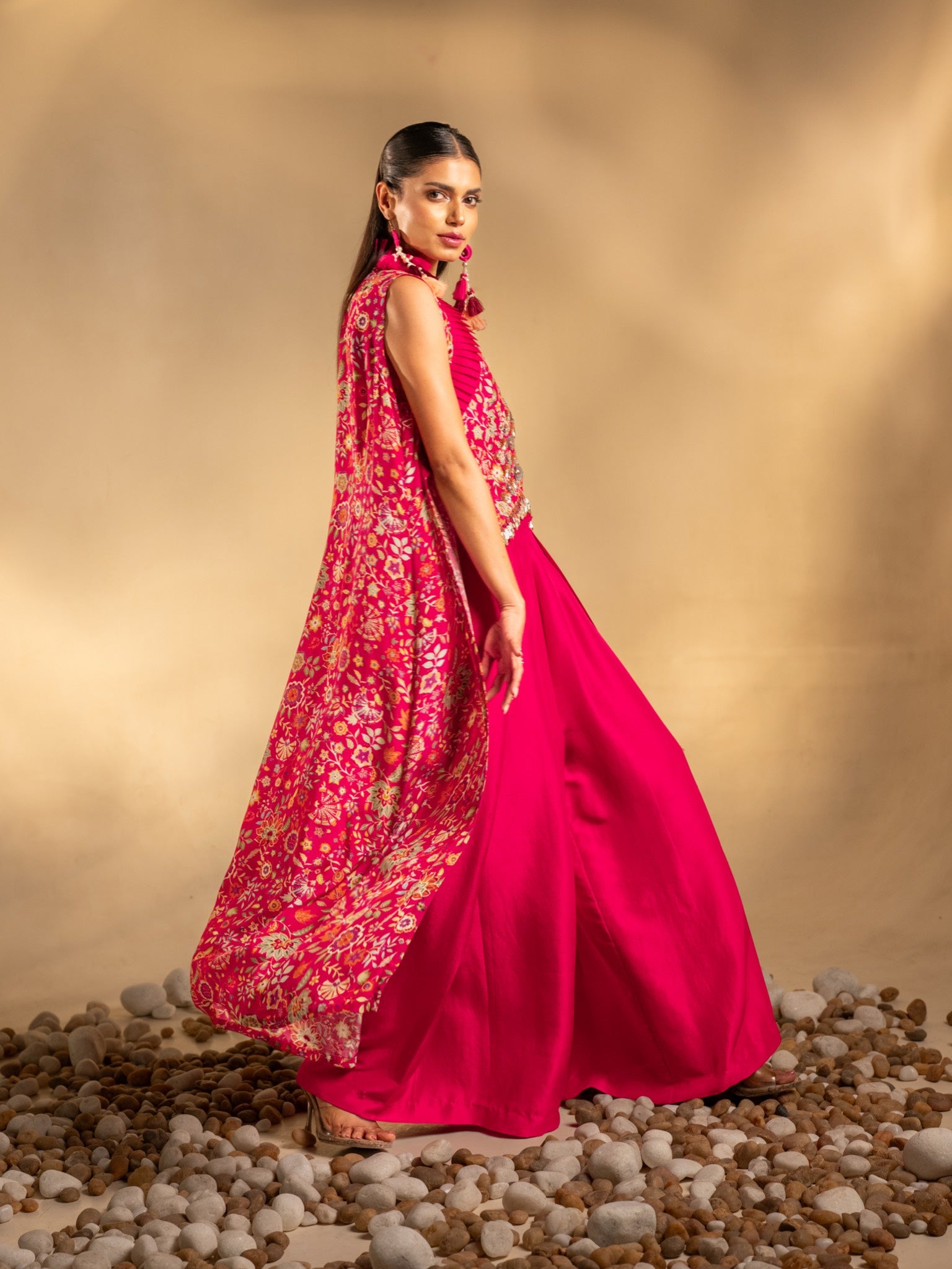 Gulabi Noor Short Top, Wide Leg Pants & Jacket