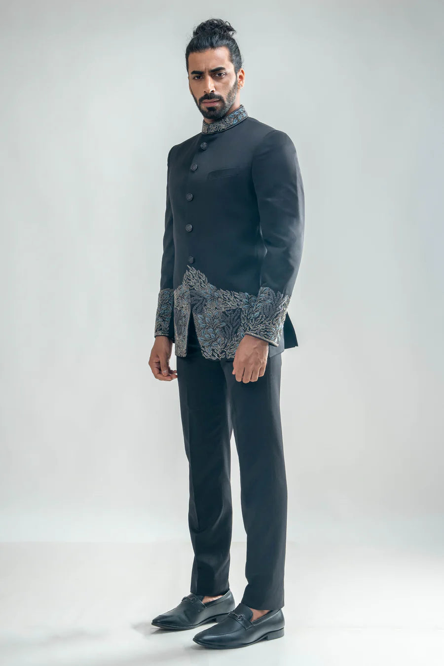 Black Embroidered Bandhgala