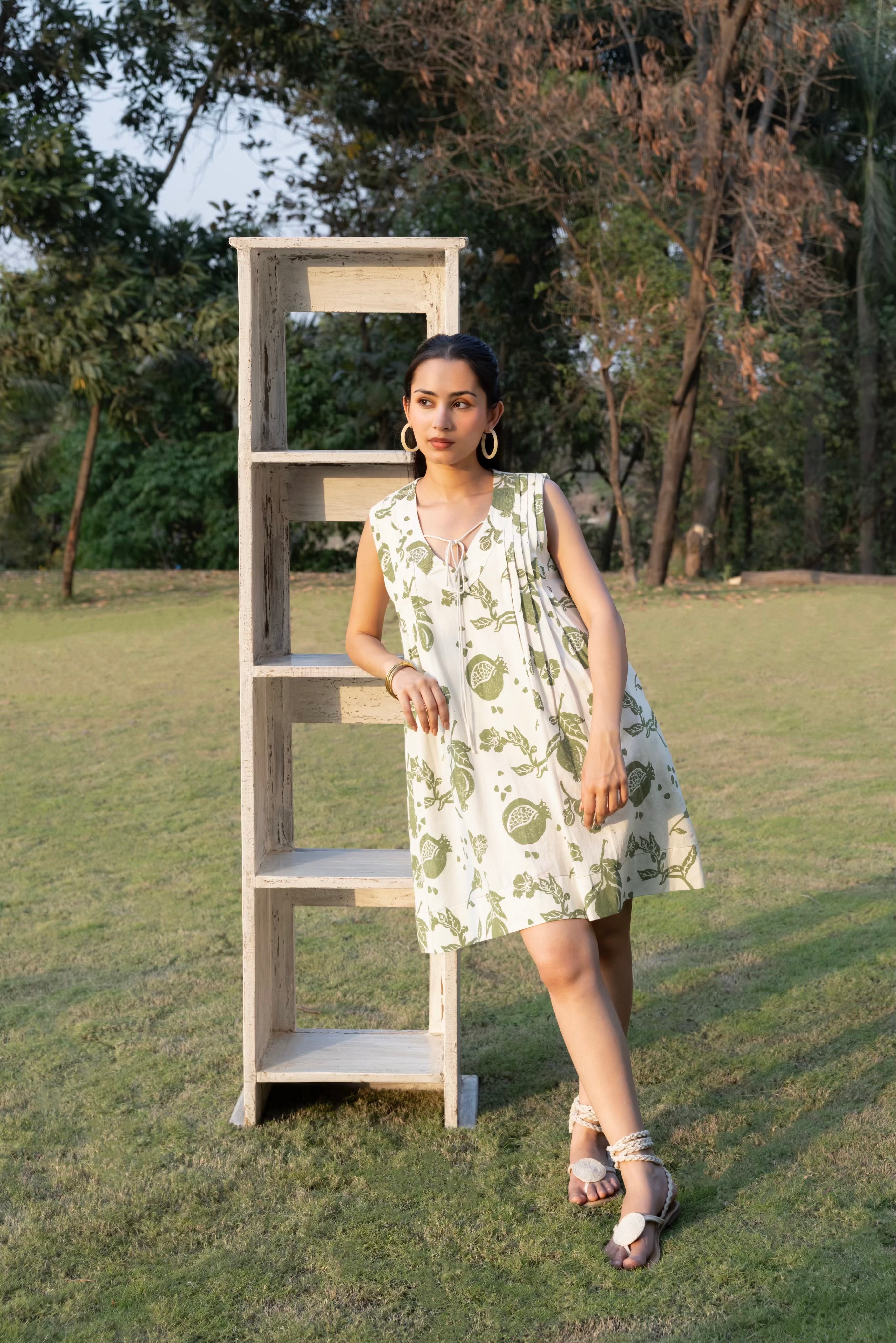 Front Pleated A line short Dress