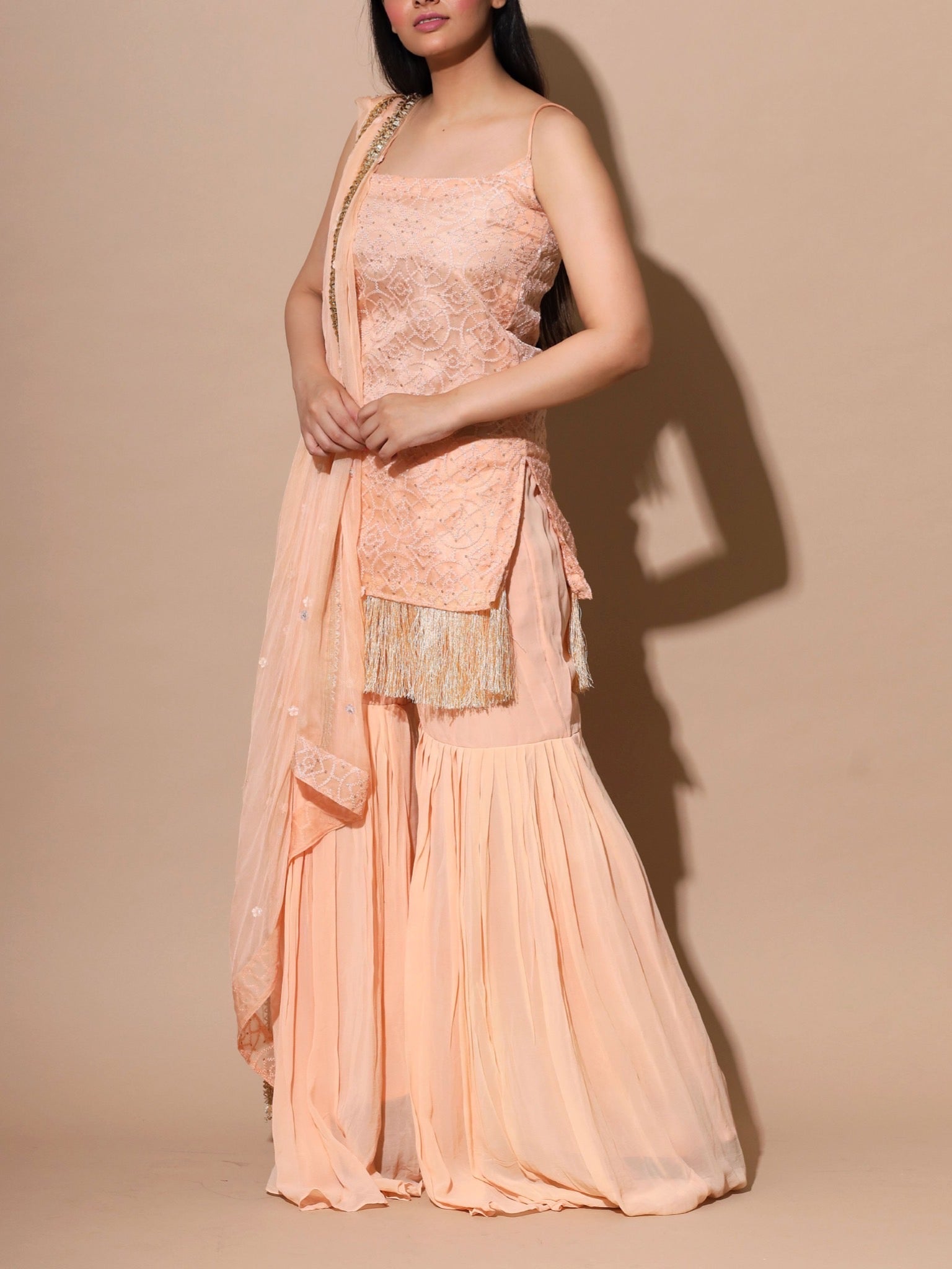 CLEARANCE SALE | PEACH APRICOT SHARARA SET