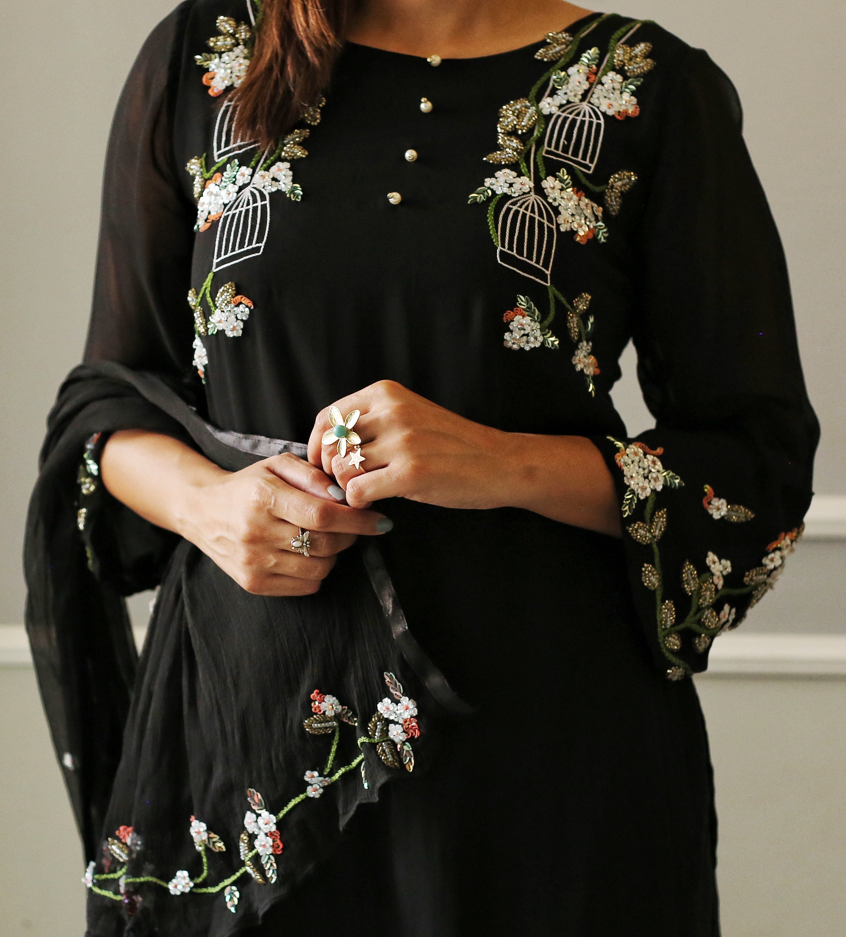 CLEARANCE SALE | MIDNIGHT BLACK STRAIGHT KURTA SET