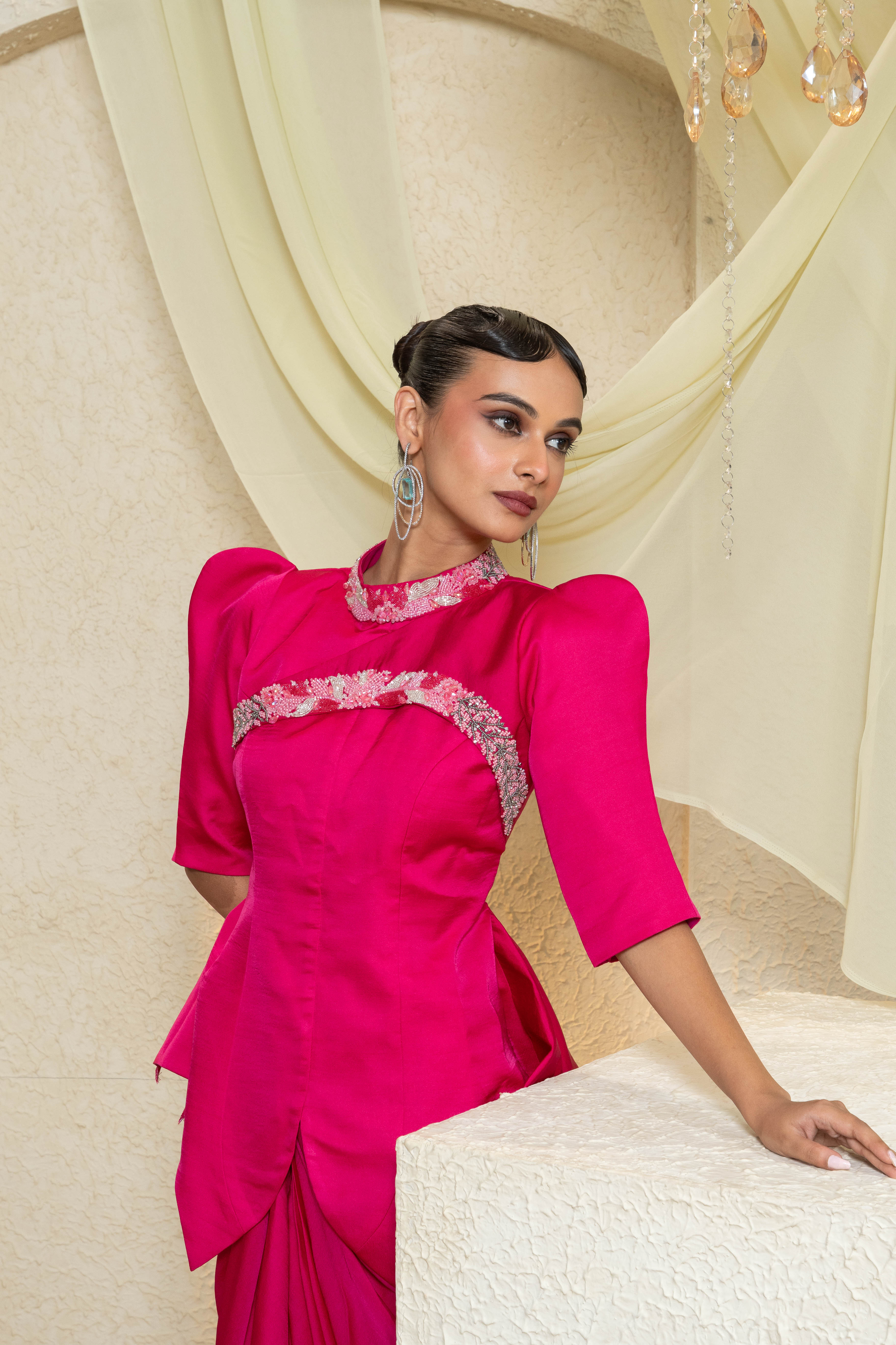 Fushcia Bloom Drape Set