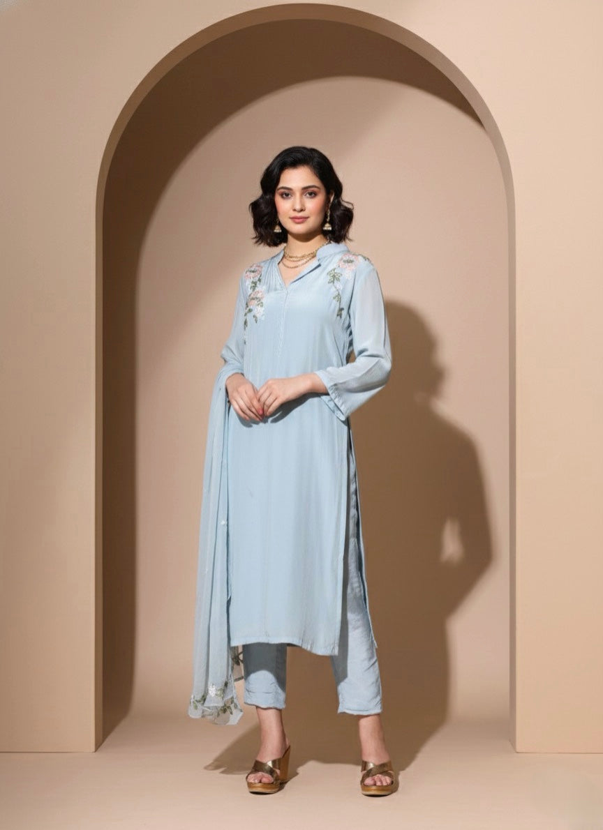 CLEARANCE SALE | CHICAGO BLUE STRAIGHT KURTA SET