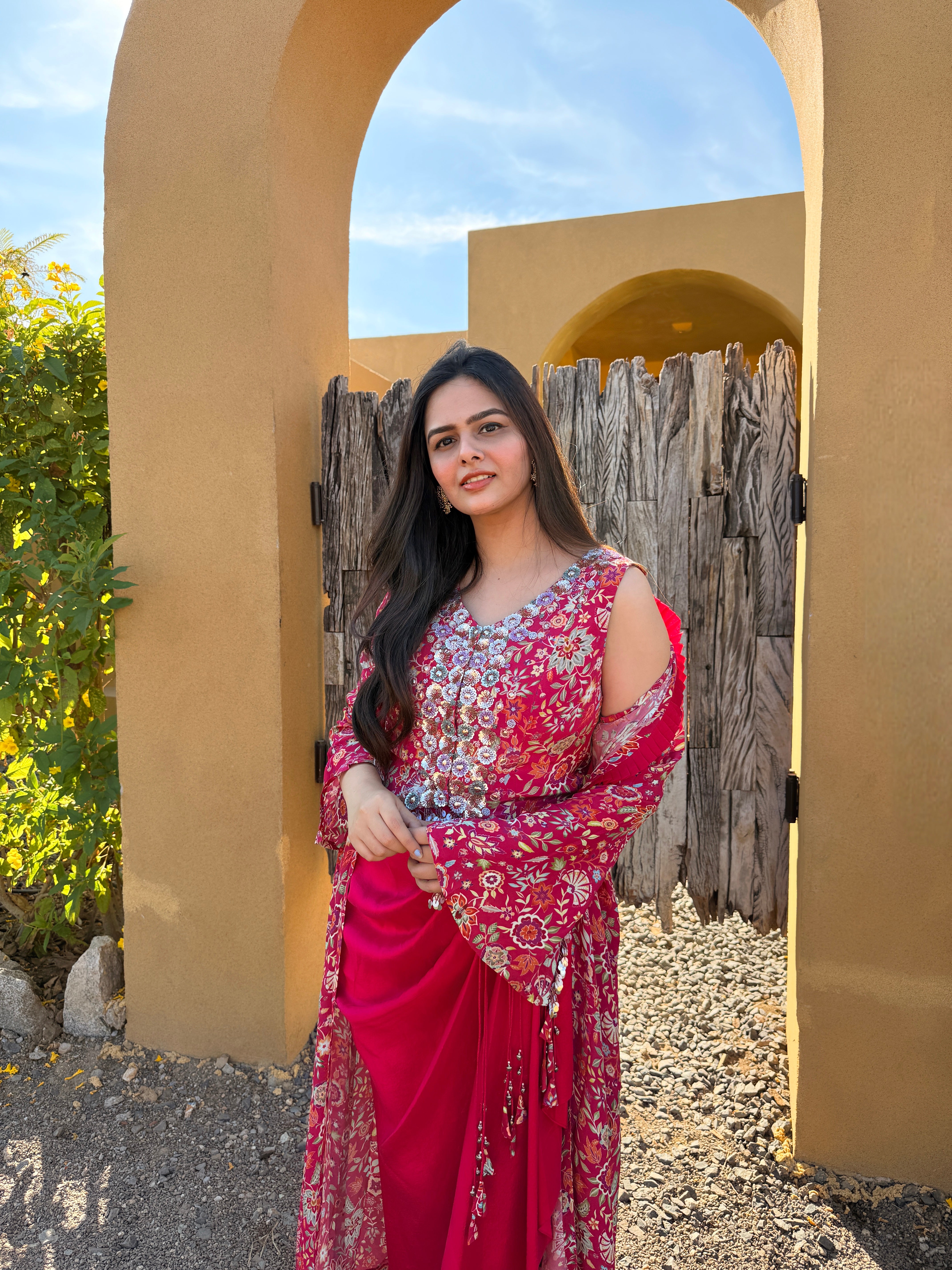 House of Misu in Gulabi Noor Pure Silk Three Piece Set