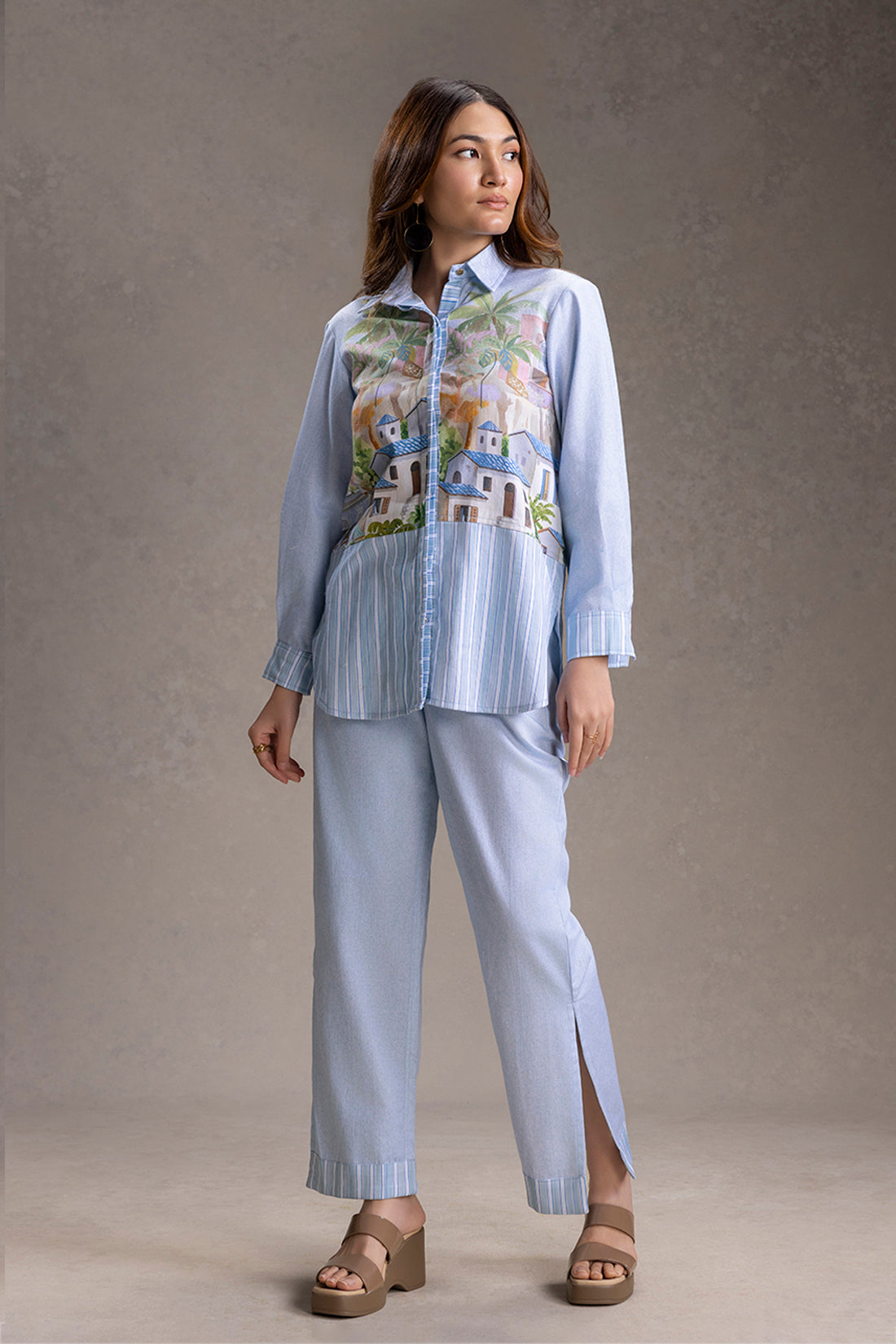 REVIERA BLUE PRINTED SHIRT AND PANTS