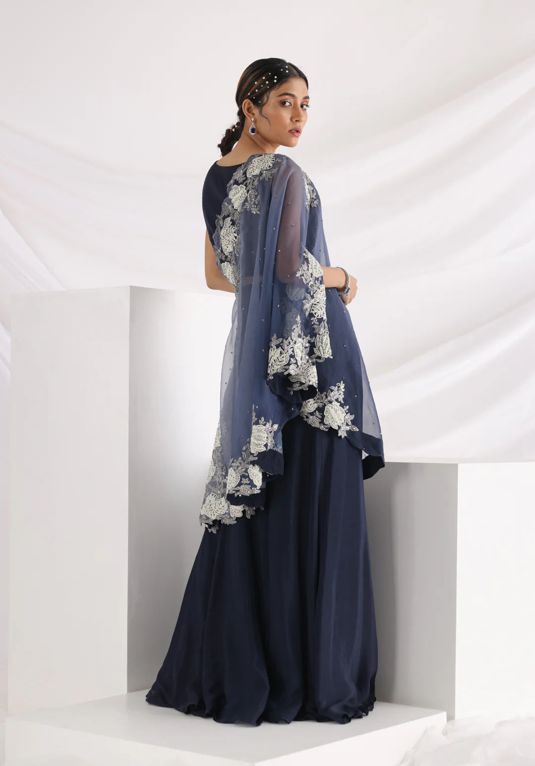 Blue Dream One Shoulder Cape Set