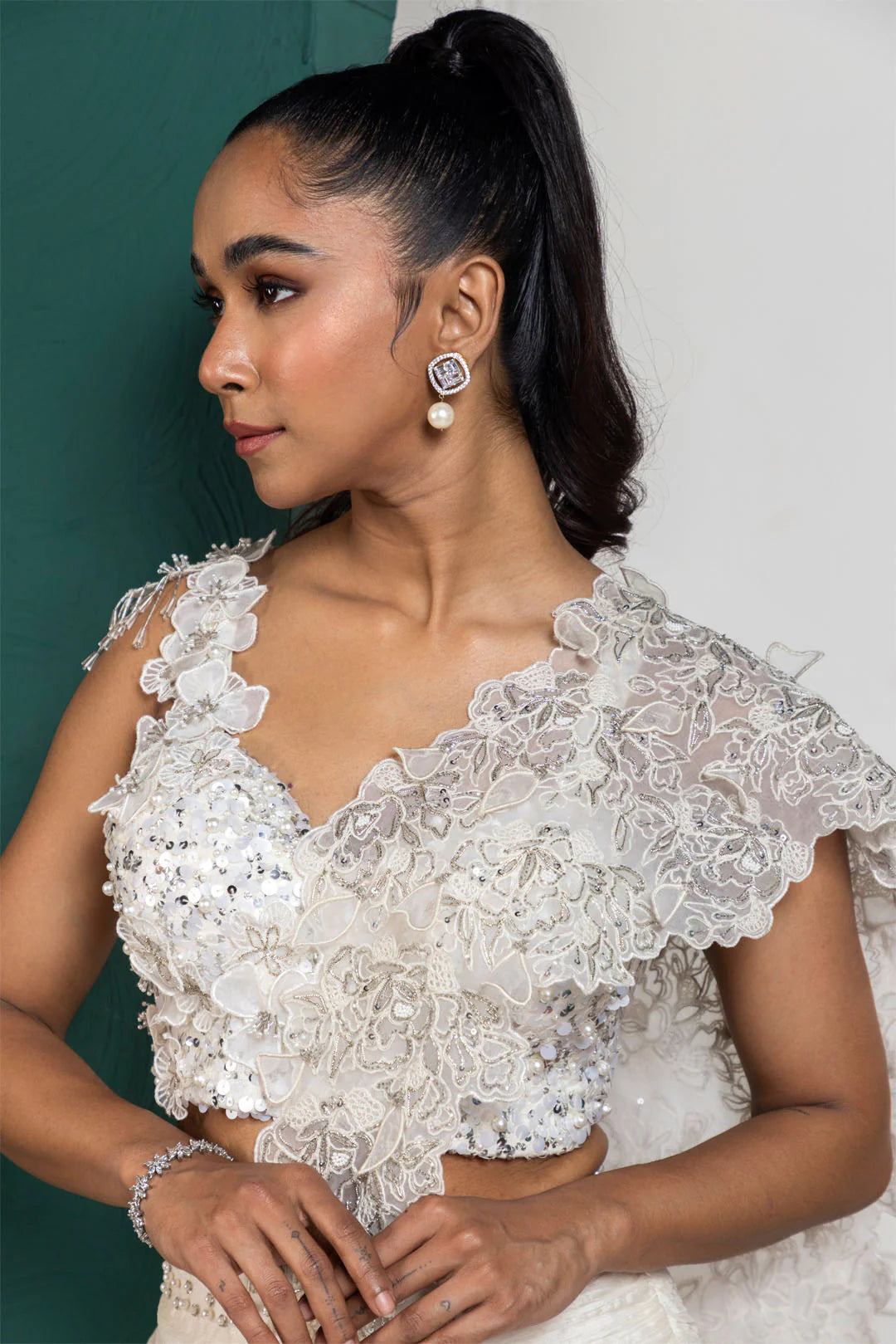 Romantic Pearl Embellished Drape Saree