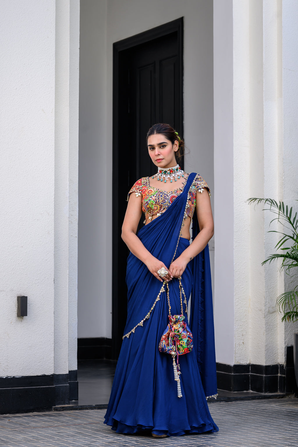 Iris Hand Applique Saree Paidawn With Blouse