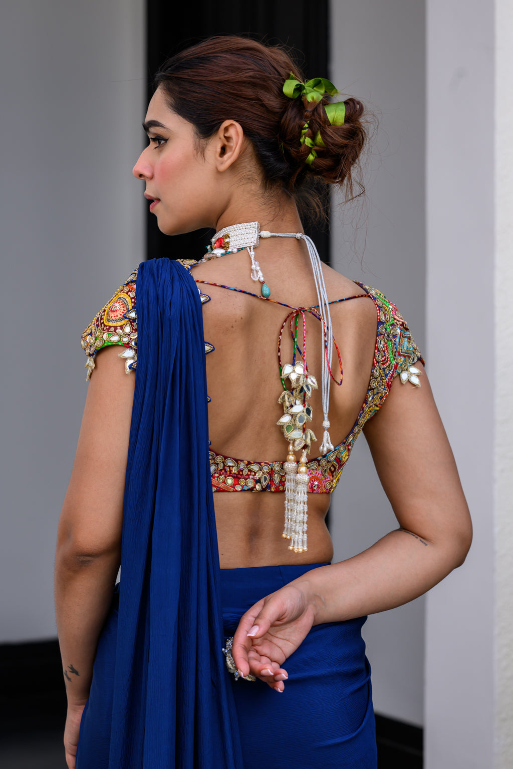 Iris Hand Applique Saree Paidawn With Blouse