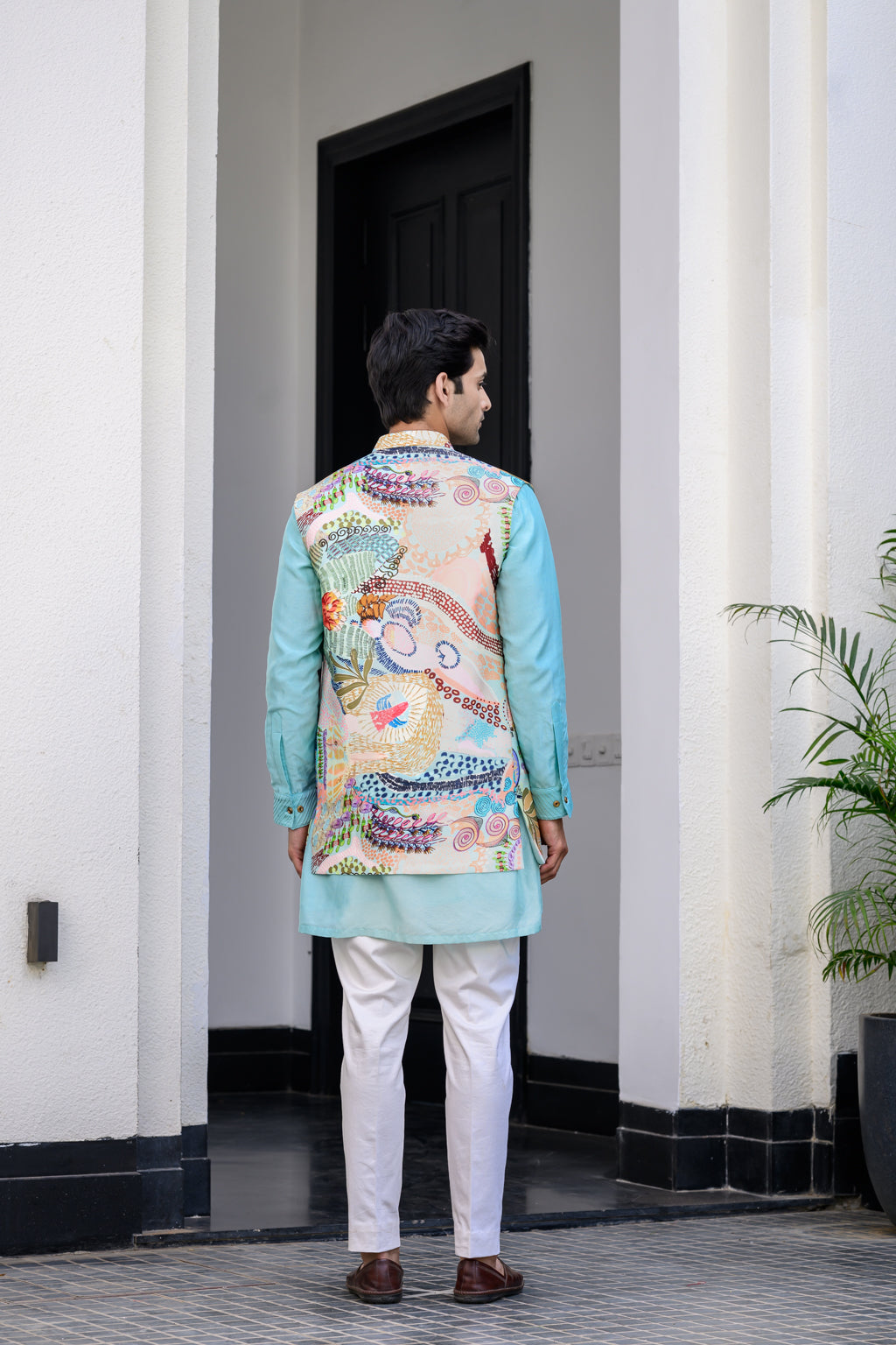 Gardenia Highlighted Half Jacket With Pants