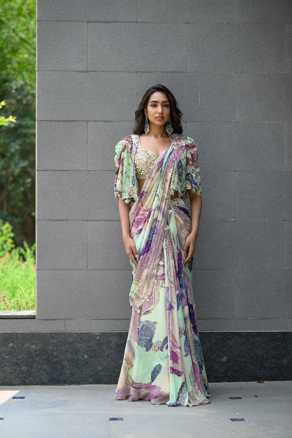 Eden Saree Paidawn With Hand Embroidered Blouse With Cape Jacket