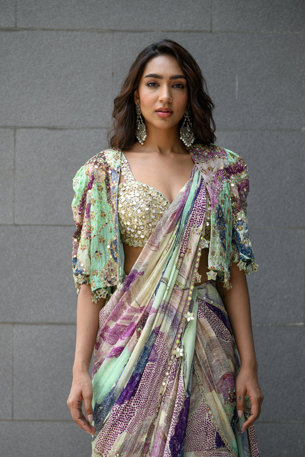 Eden Saree Paidawn With Hand Embroidered Blouse With Cape Jacket