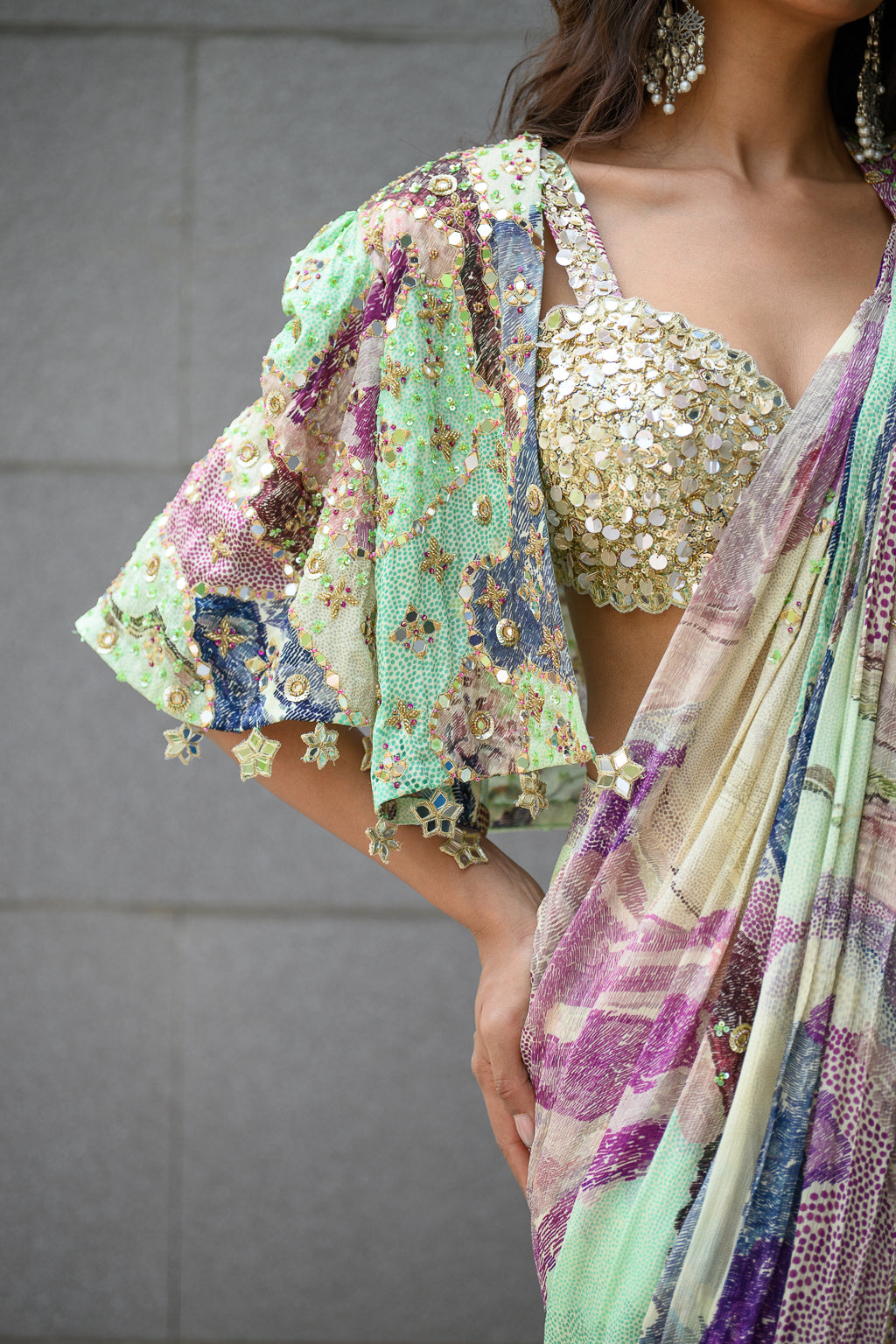 Eden Saree Paidawn With Hand Embroidered Blouse With Cape Jacket