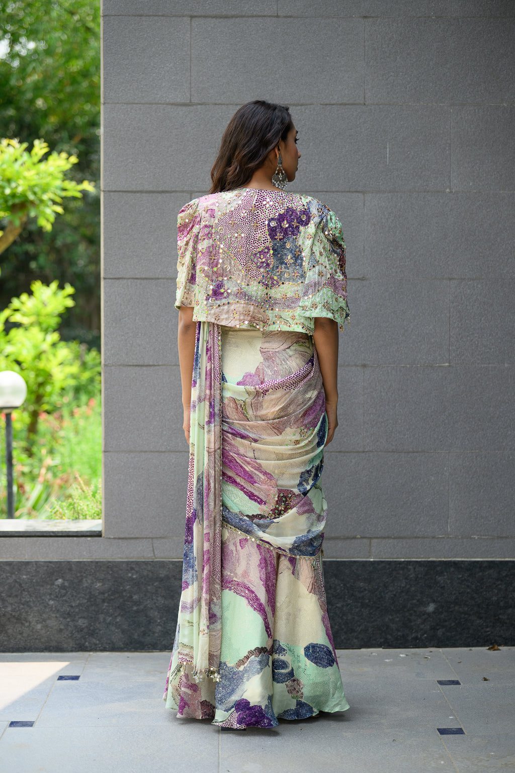 Eden Saree Paidawn With Hand Embroidered Blouse With Cape Jacket