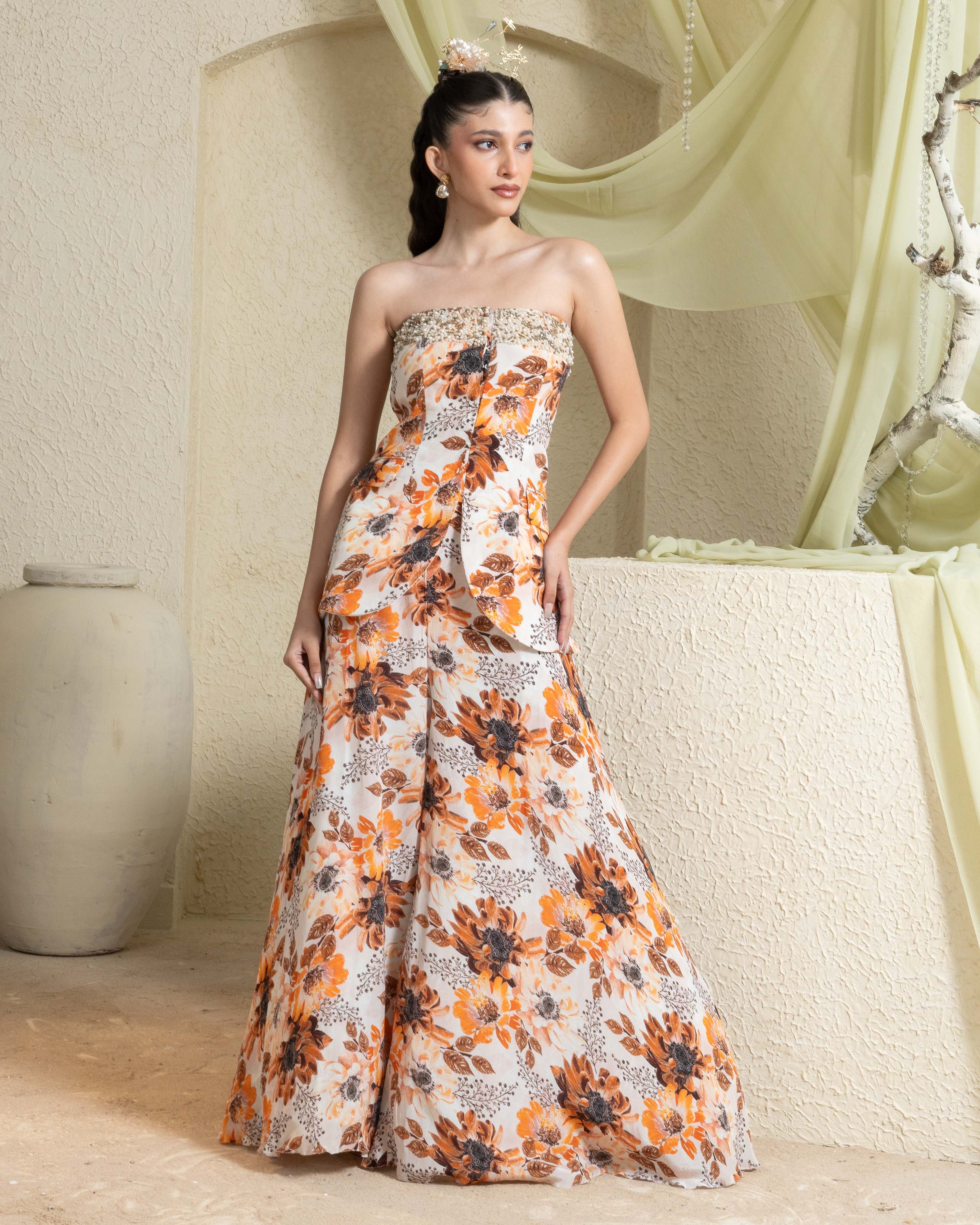 Amber Field Hand-Embroidered Corset & Pant Set