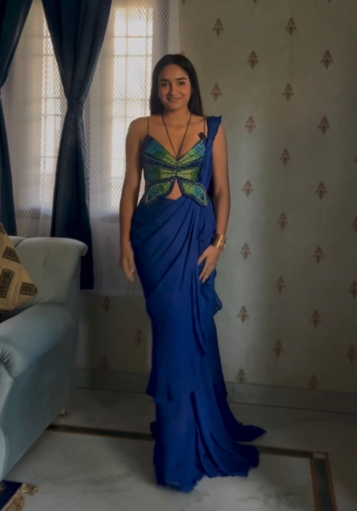 The Butterfly Pre Draped Saree Set