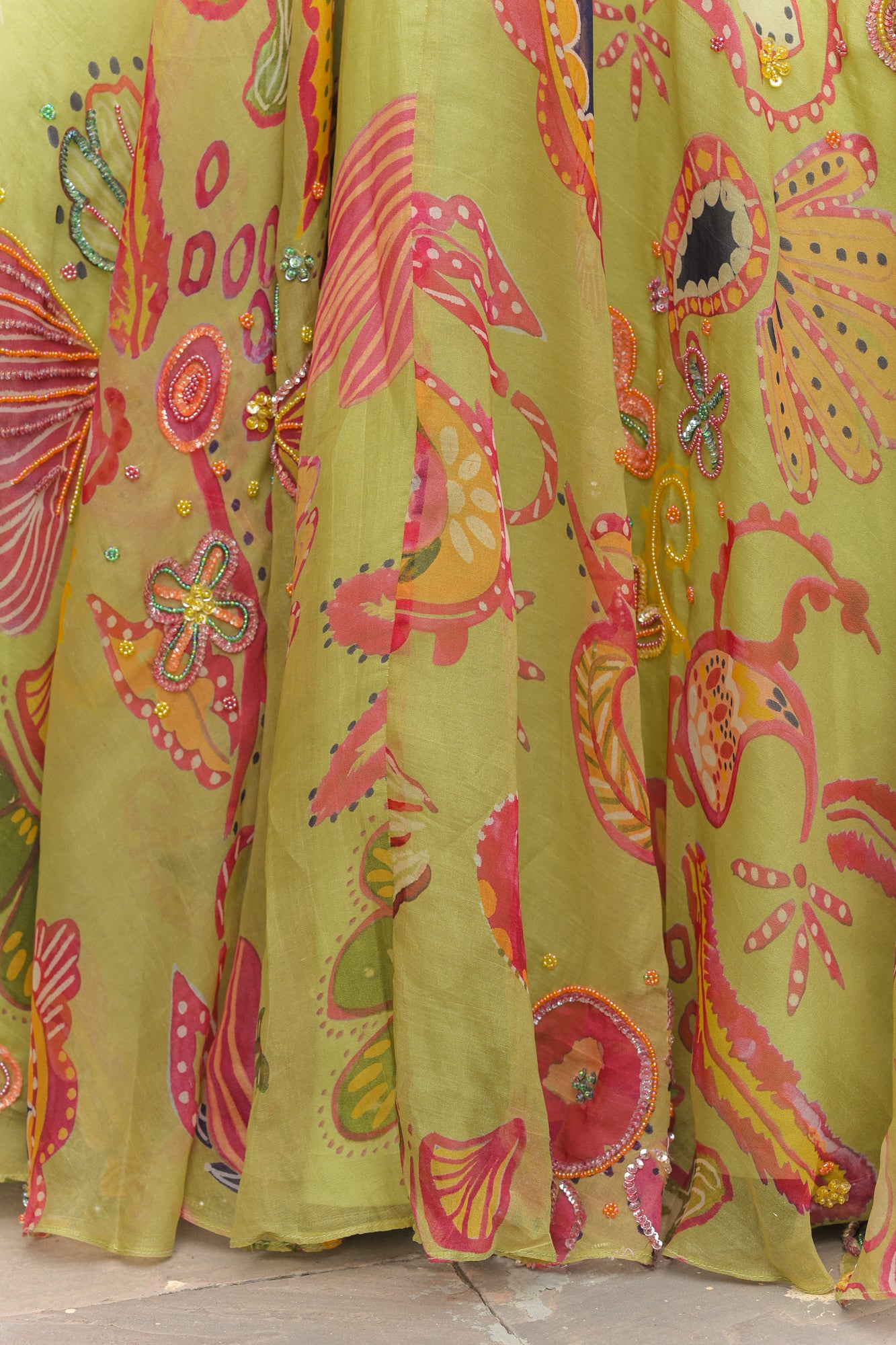 Olive Bloom Lehenga with Corset and Shaded Applique Dupatta