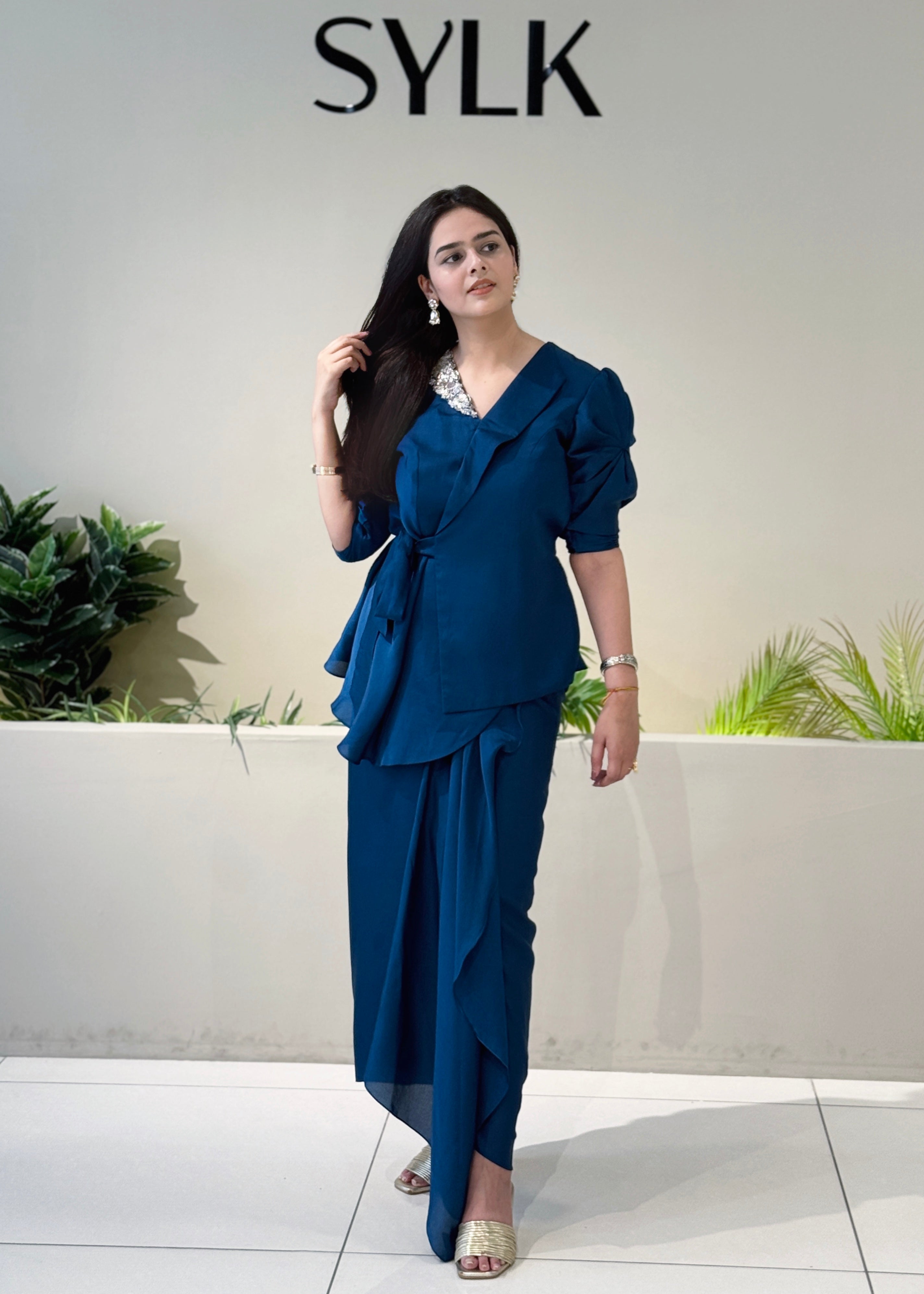 Blue Concept Draped Co-ord Set