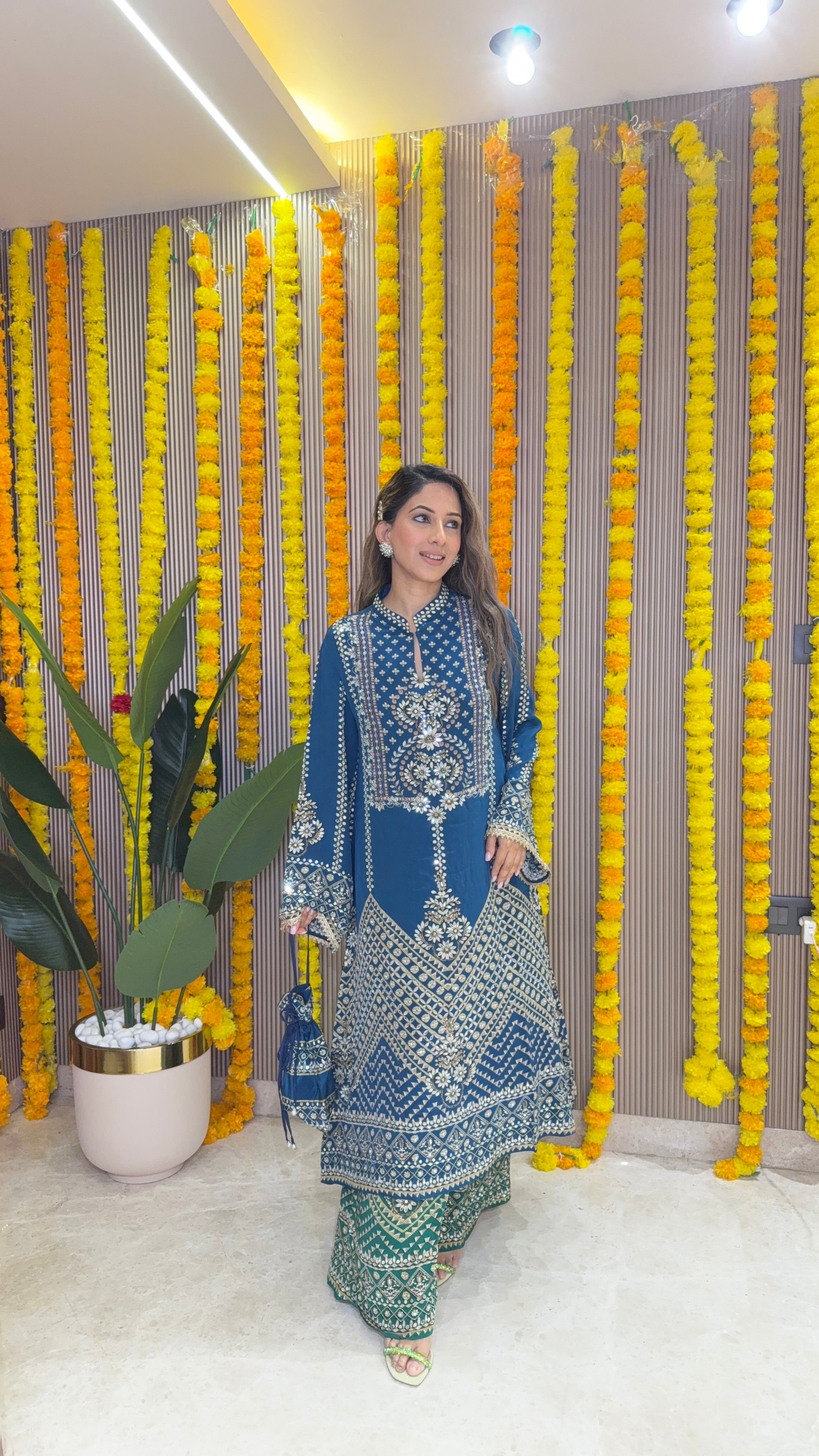 Son Chidhaiya Blue-Teal Kurta Set