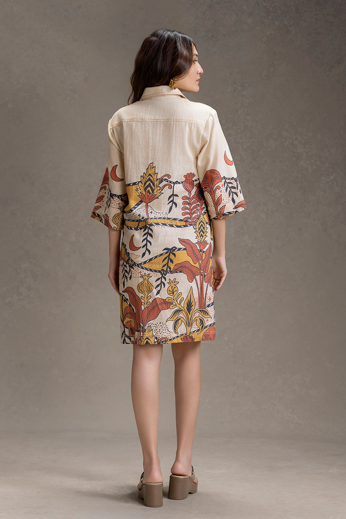 KYOMI PRINTED BOXY SHIRT DRESS