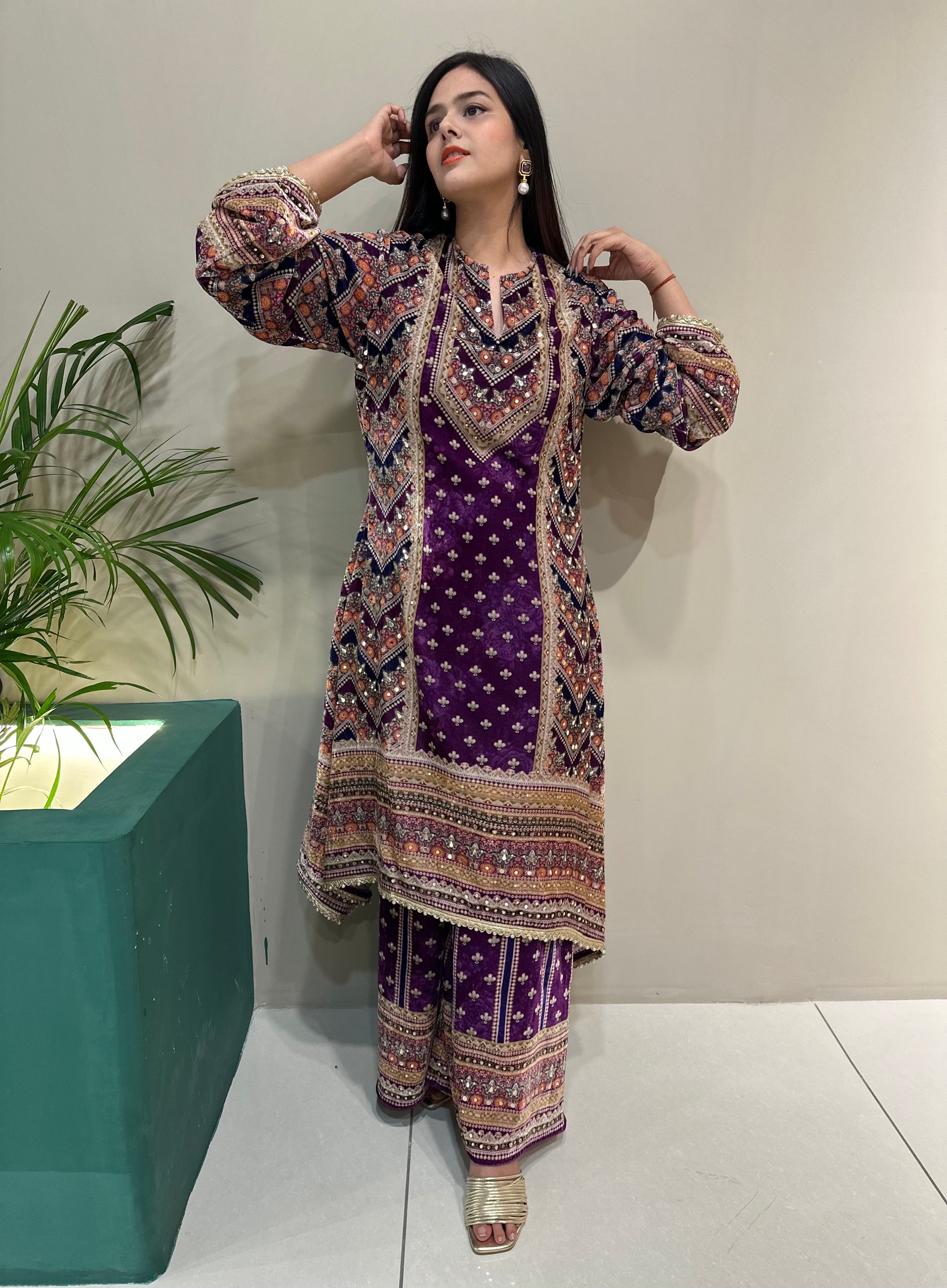 Noor Velvet A line Kurta Set