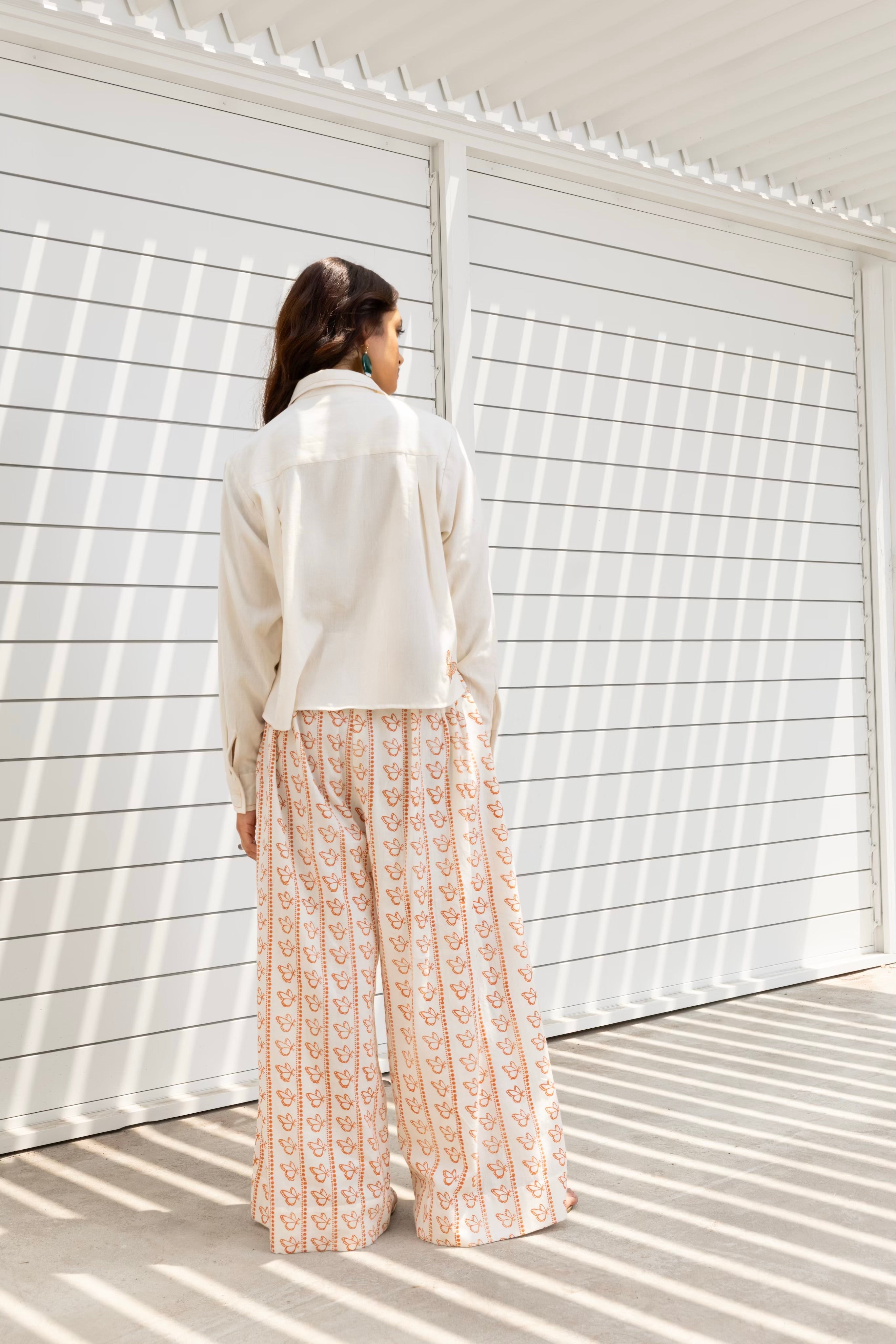 Butterfly Embroidered Cropped Shirt