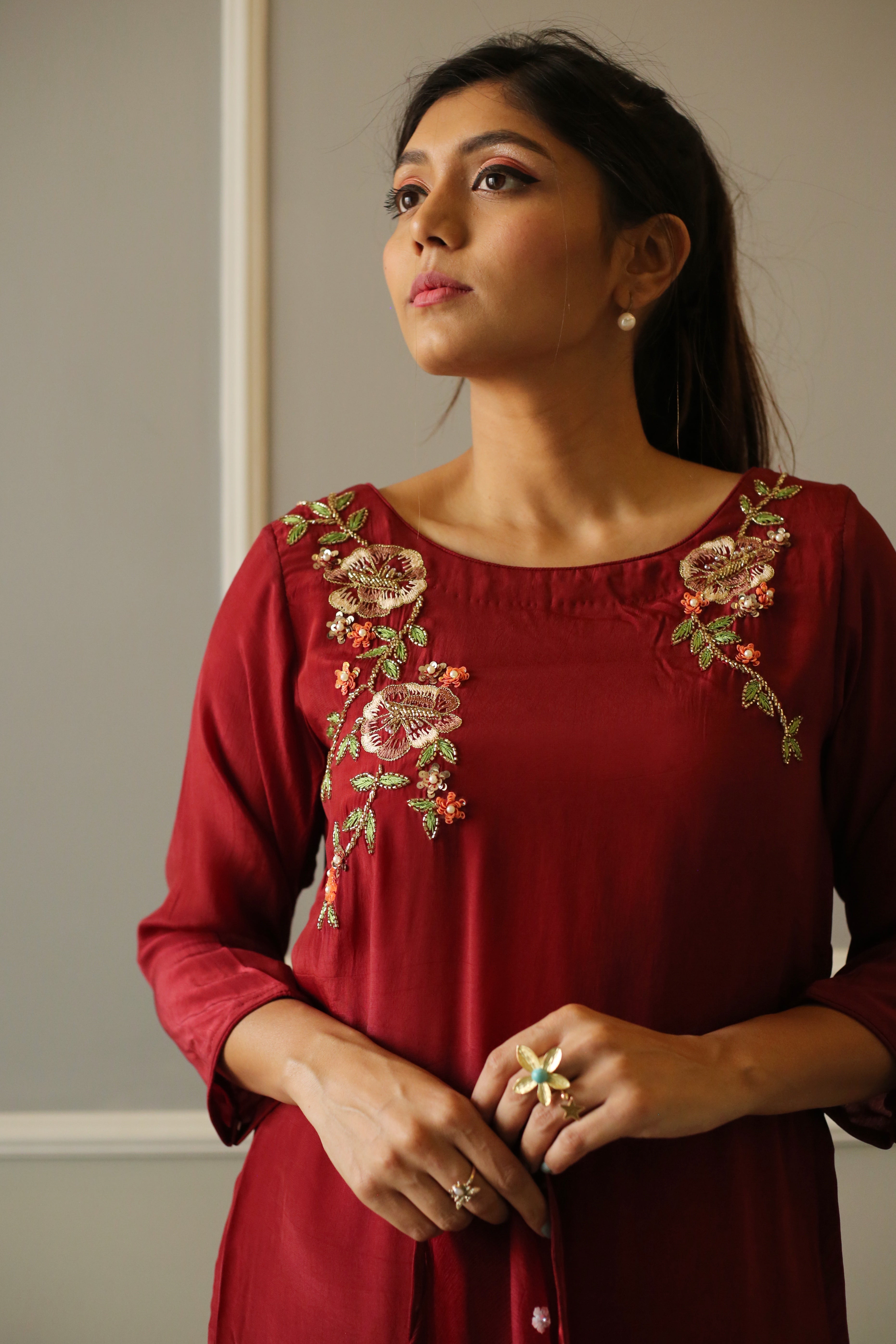 CLEARANCE SALE | MAHARANI RED STRAIGHT KURTA SET