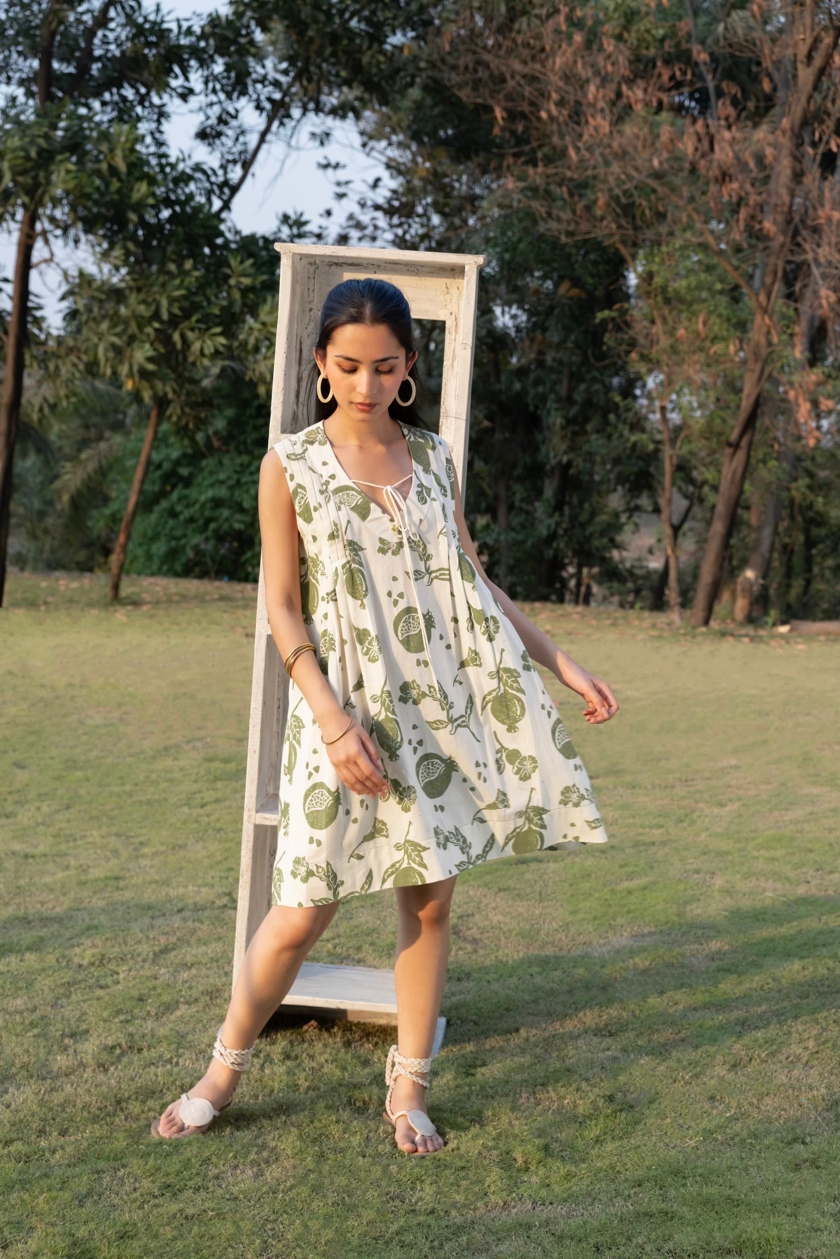 Front Pleated A line short Dress