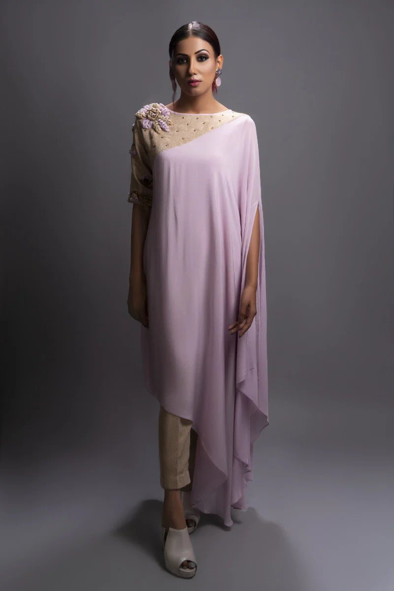 Lavender Drape Tunic & Jute Pants Co-Ord Set