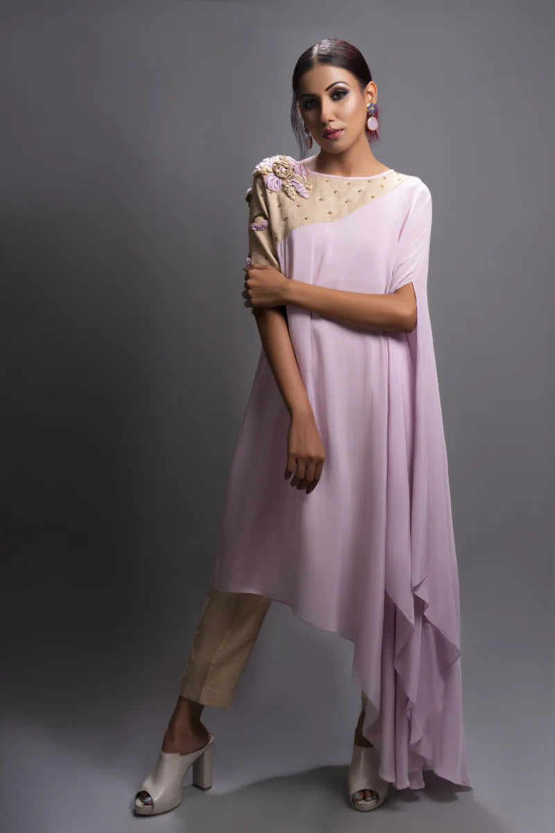 Lavender Drape Tunic & Jute Pants Co-Ord Set