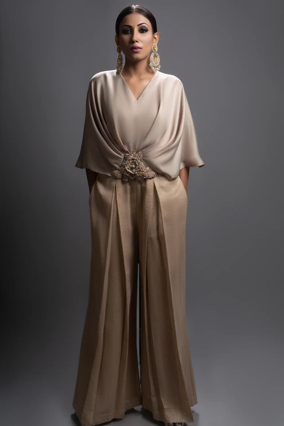 Golden Beige Comfy - Chic Jumpsuit