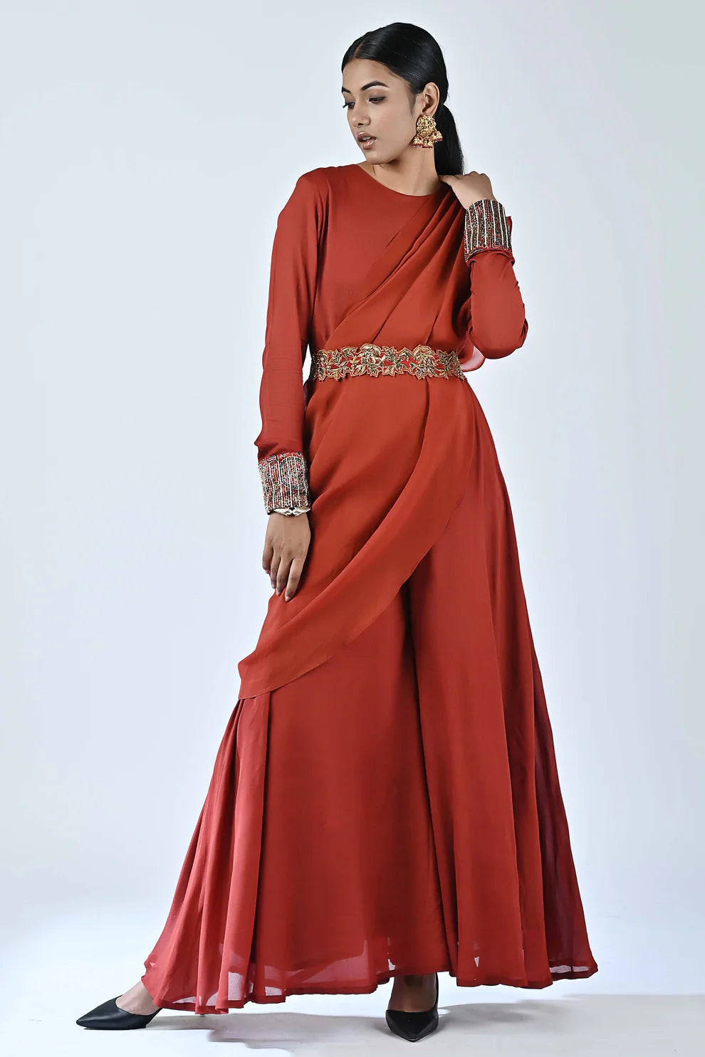 Red Drape Jumpsuit